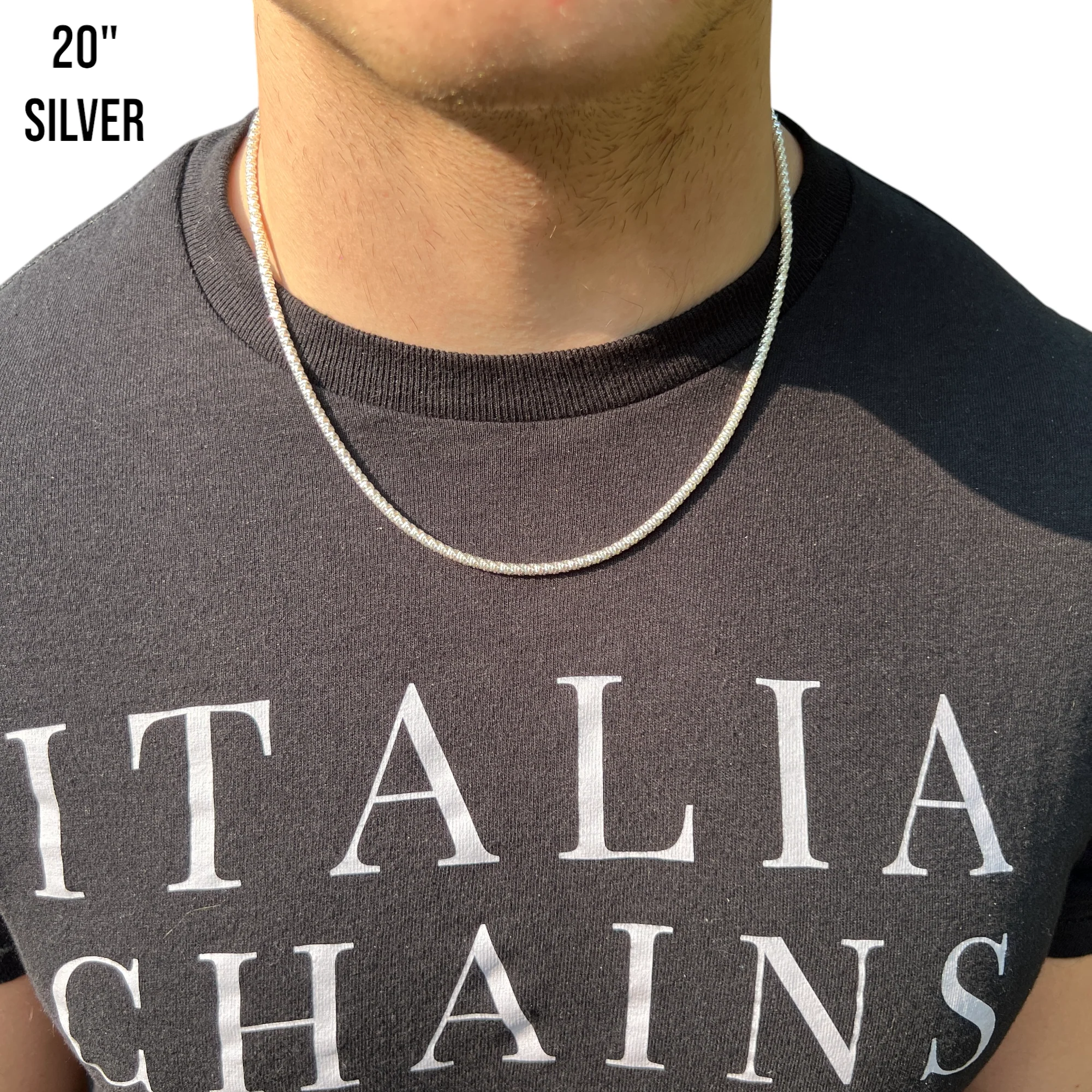925 Sterling Silver 3mm Rock Chain Necklace - Image 10