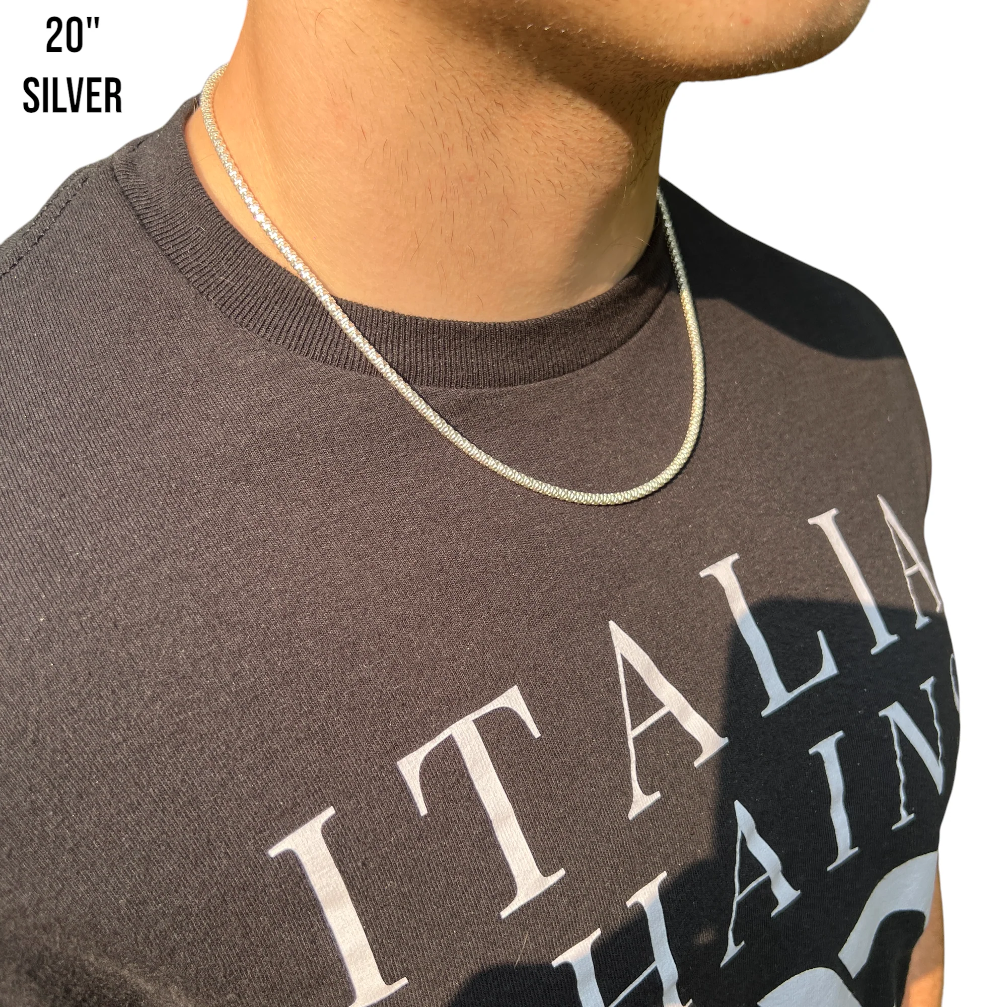 925 Sterling Silver 3mm Rock Chain Necklace - Image 11