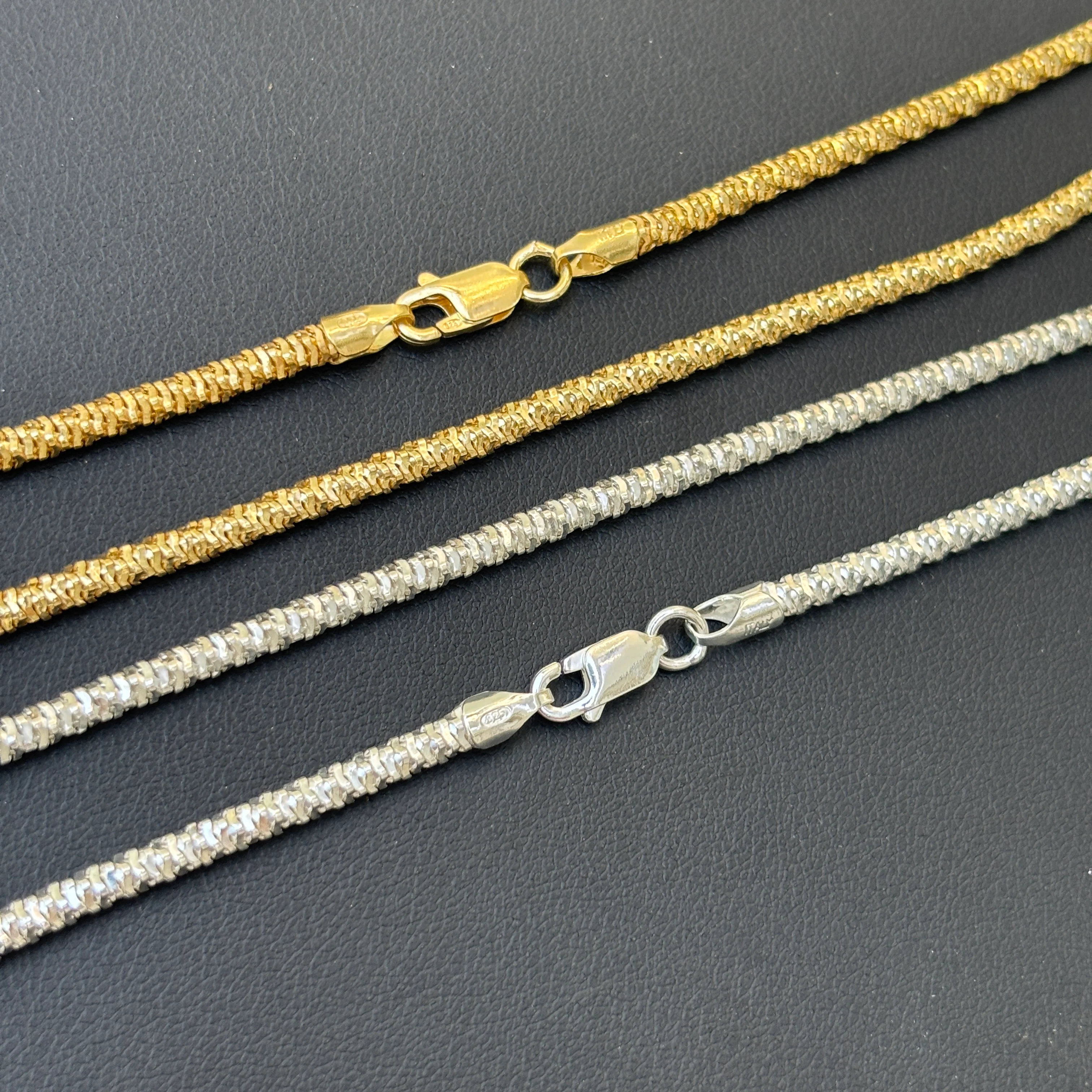 925 Sterling Silver 3mm Rock Chain Necklace - Image 3