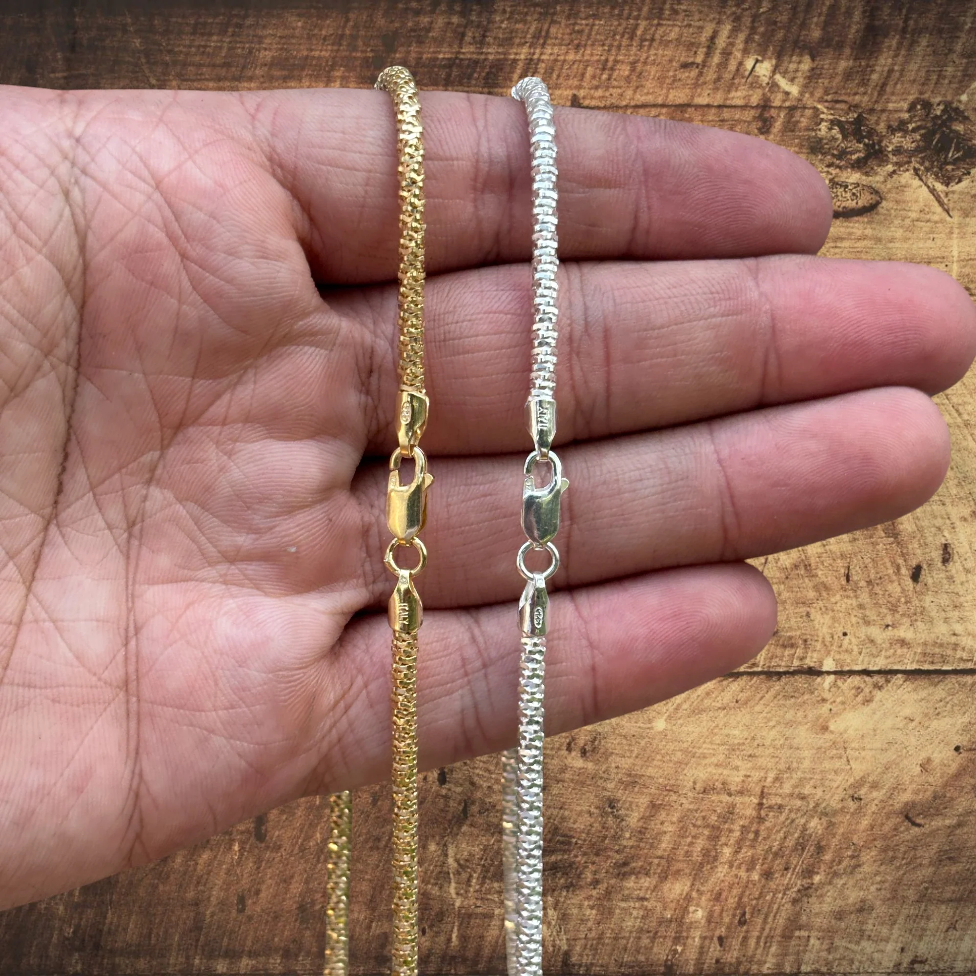 925 Sterling Silver 3mm Rock Chain Necklace - Image 6