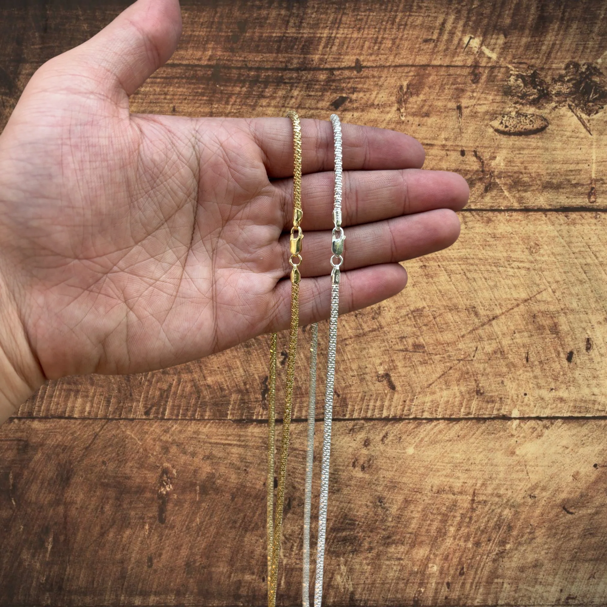 925 Sterling Silver 3mm Rock Chain Necklace - Image 7