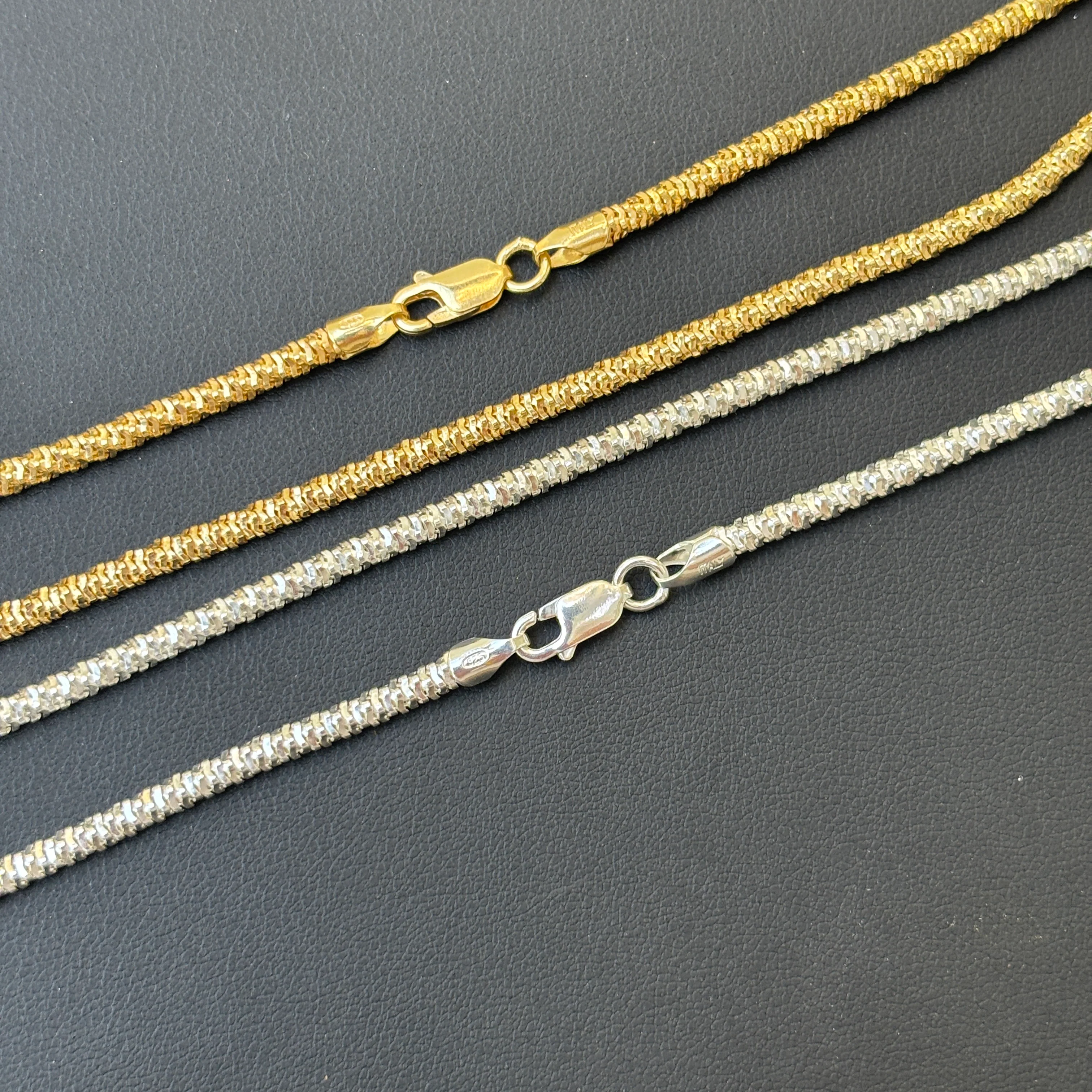 925 Sterling Silver 3mm Rock Chain Necklace - Image 8