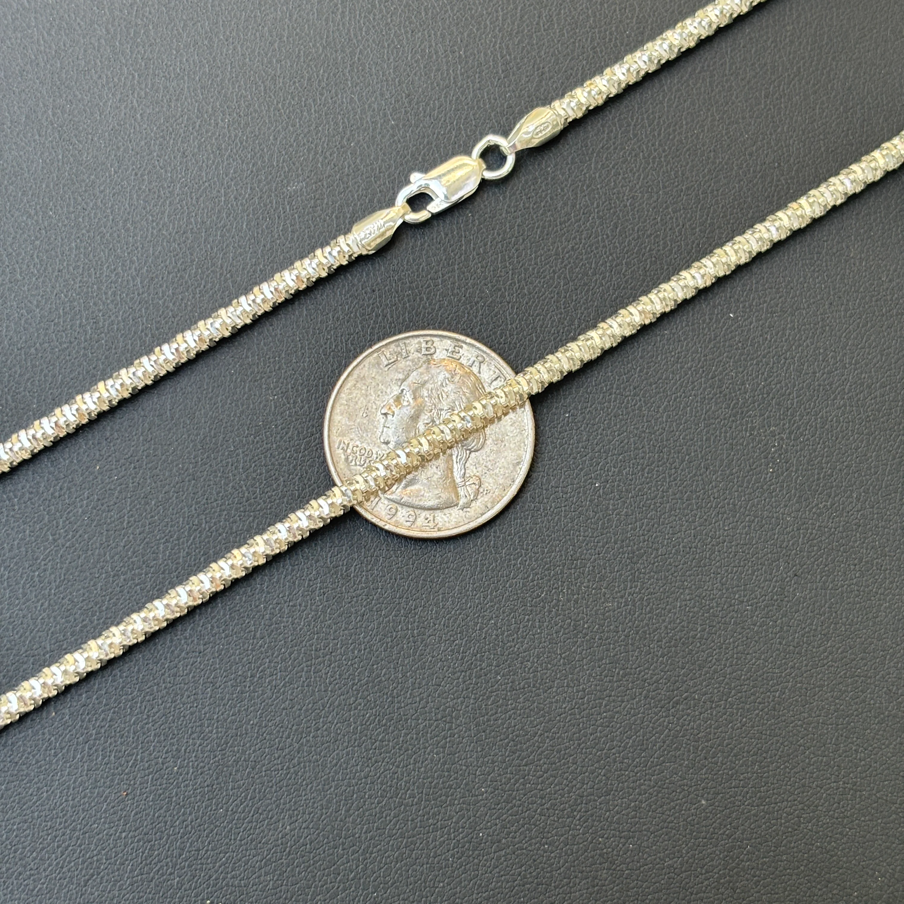 925 Sterling Silver 3mm Rock Chain Necklace - Image 9