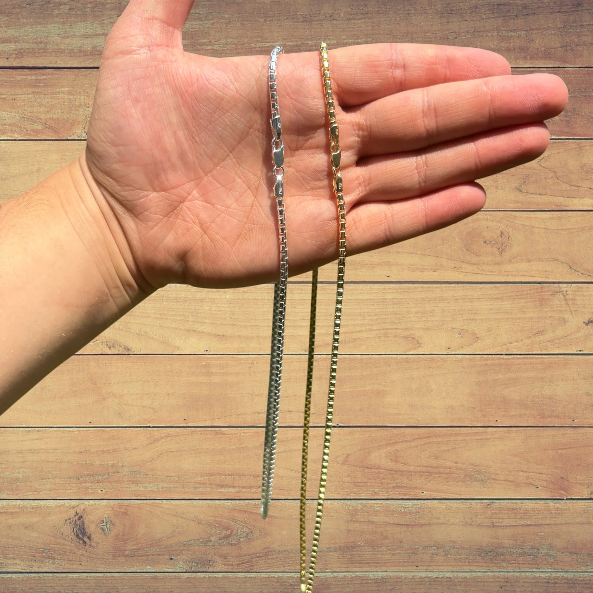 925 Sterling Silver 3mm Rounded Box Chain Necklace - Image 7