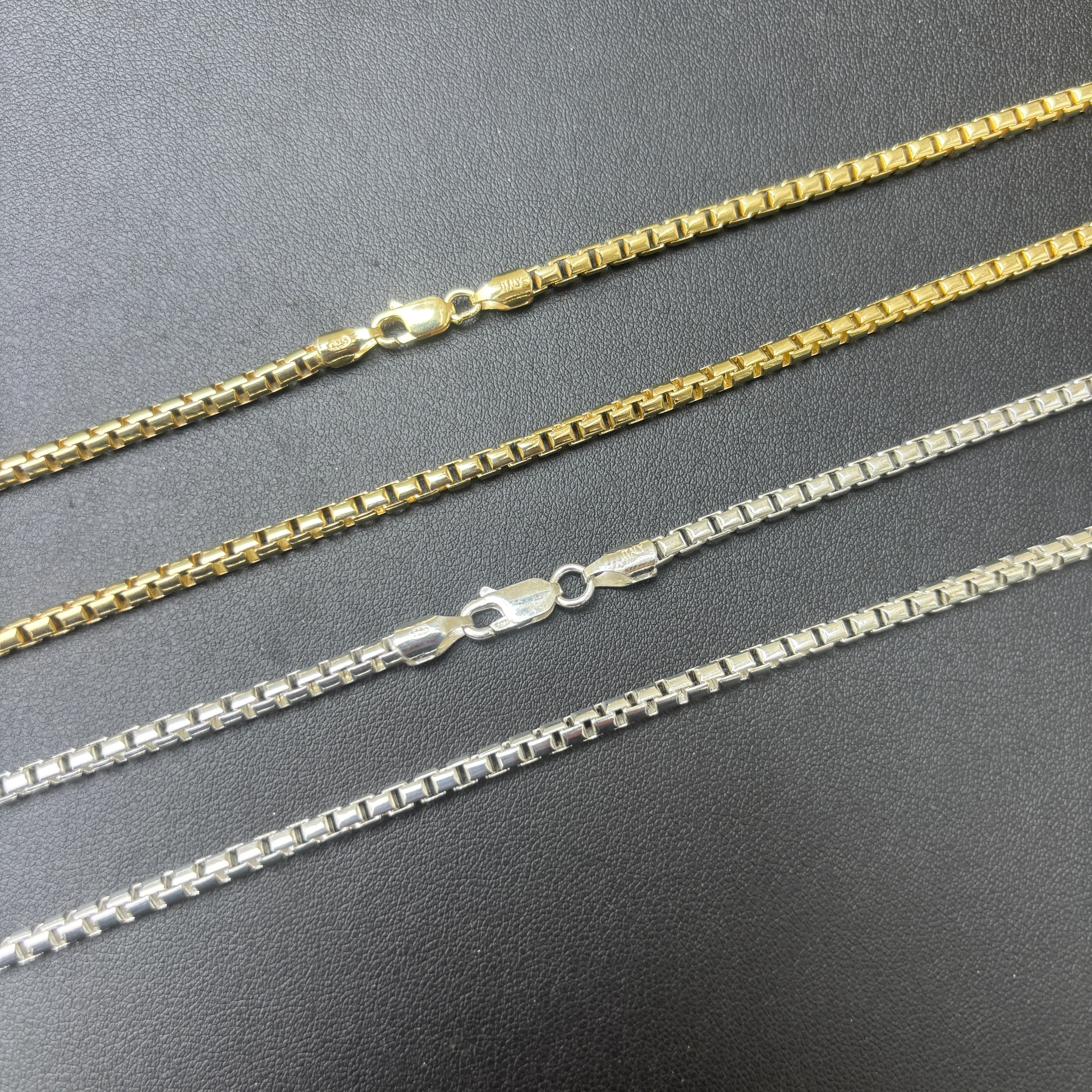 925 Sterling Silver 3mm Rounded Box Chain Necklace - Image 8