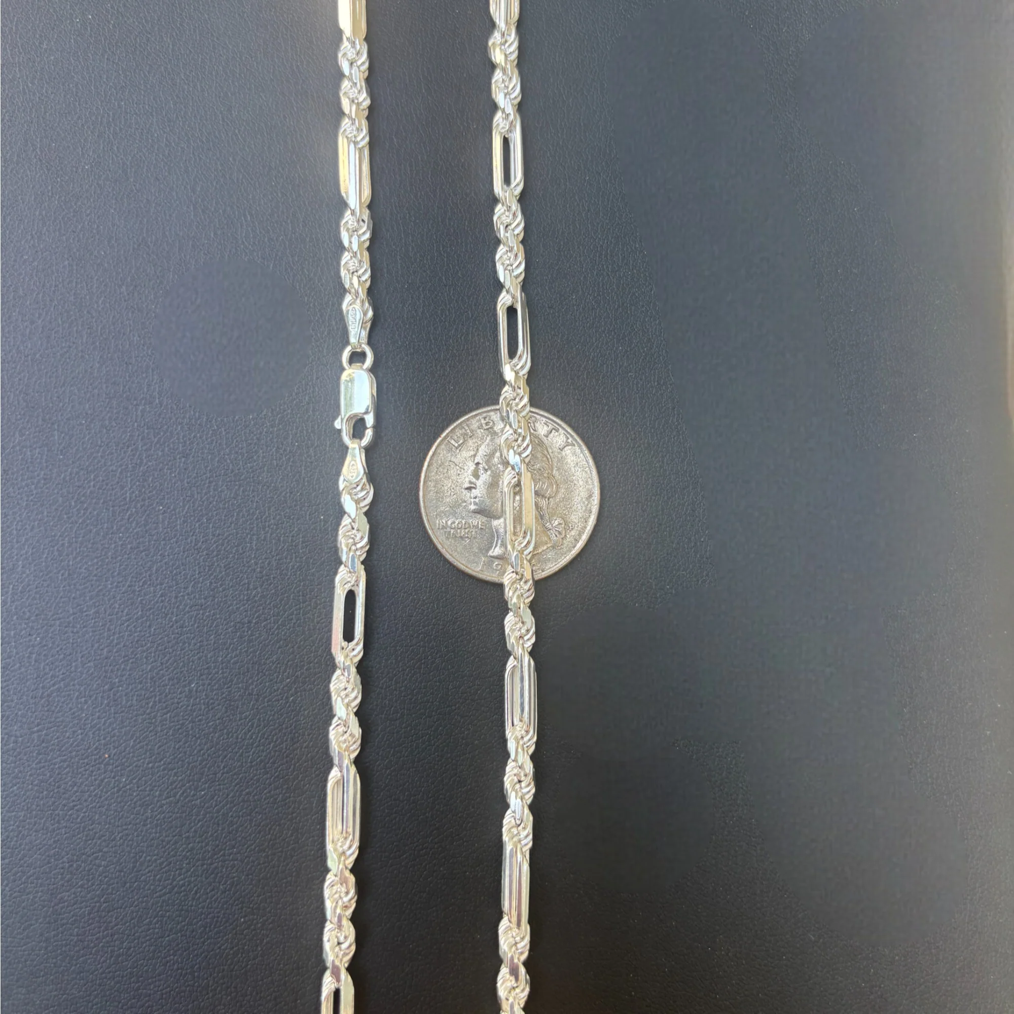 925 Sterling Silver 4mm Figarope Milano Chain Necklace - Image 10