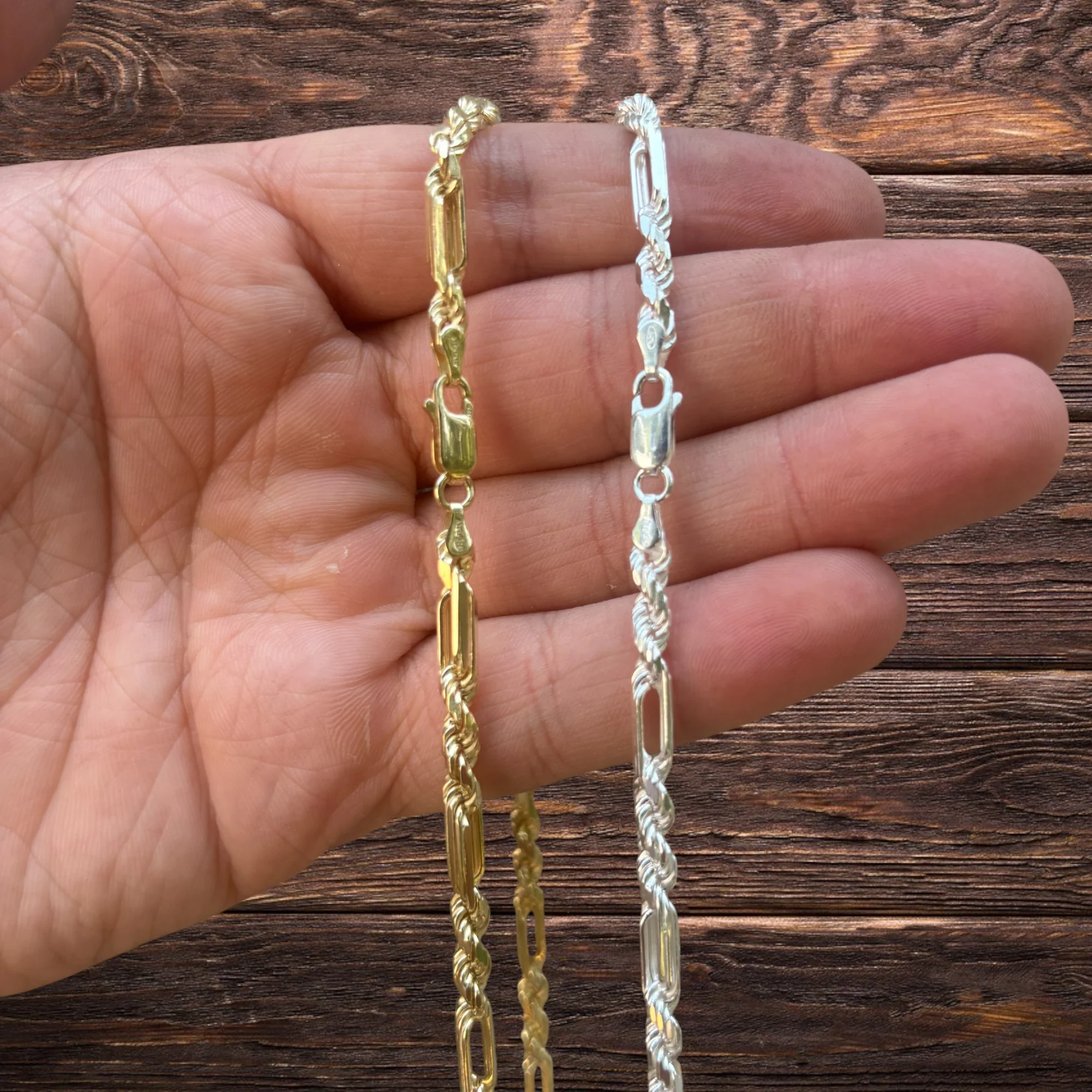 925 Sterling Silver 4mm Figarope Milano Chain Necklace - Image 6