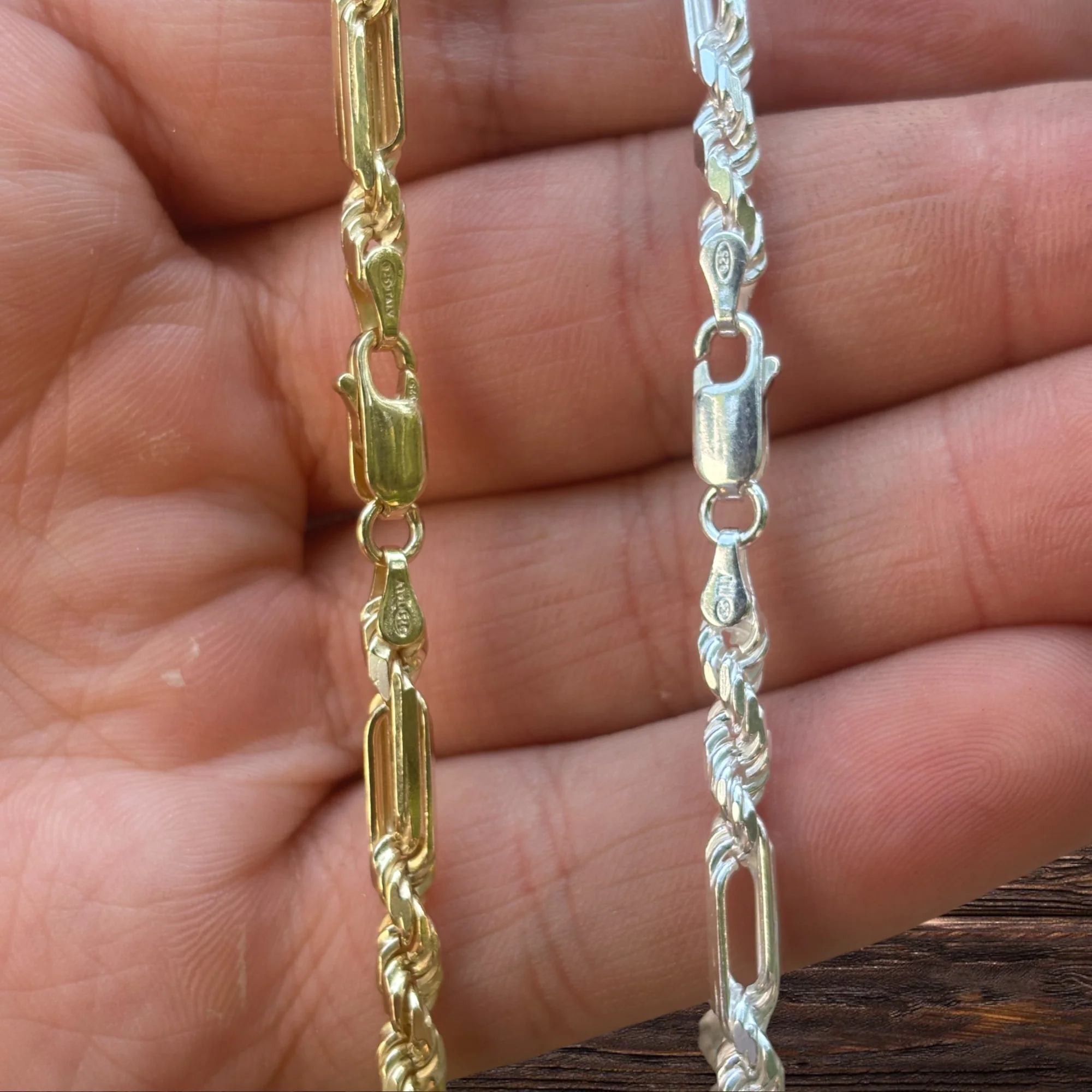 925 Sterling Silver 4mm Figarope Milano Chain Necklace - Image 7