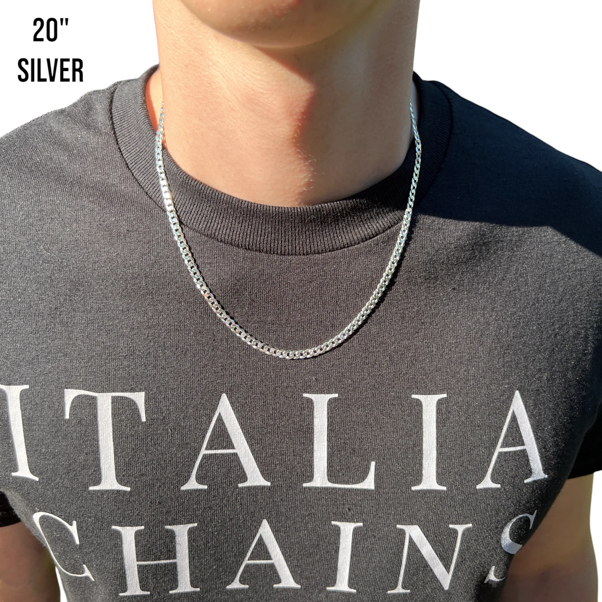 925 Sterling Silver 4mm Flat Curb Cuban Chain Necklace - Image 12