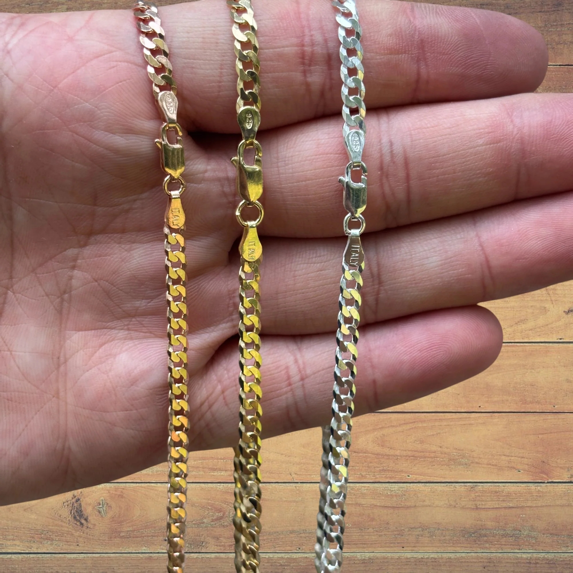925 Sterling Silver 4mm Flat Curb Cuban Chain Necklace - Image 5
