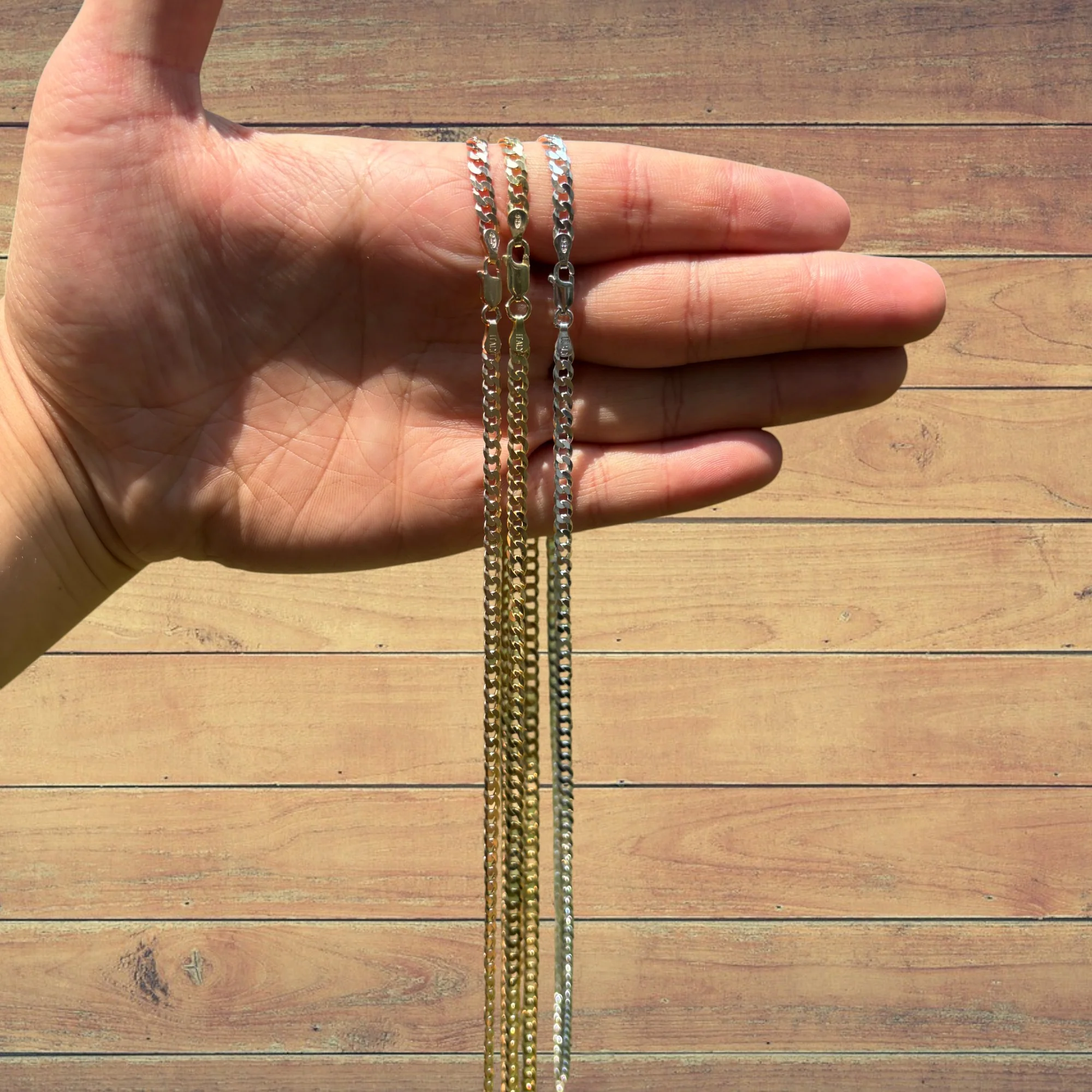 925 Sterling Silver 4mm Flat Curb Cuban Chain Necklace - Image 9