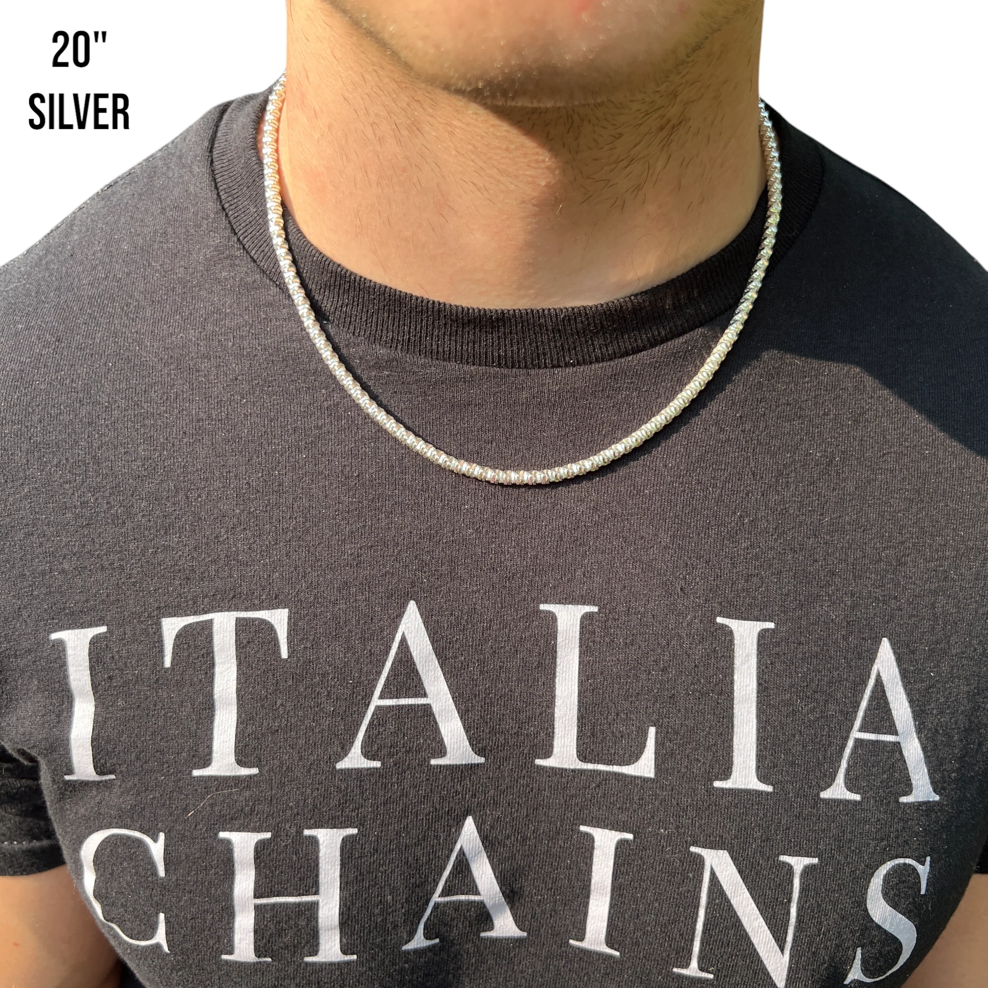 925 Sterling Silver 4mm Rock Chain Necklace - Image 10