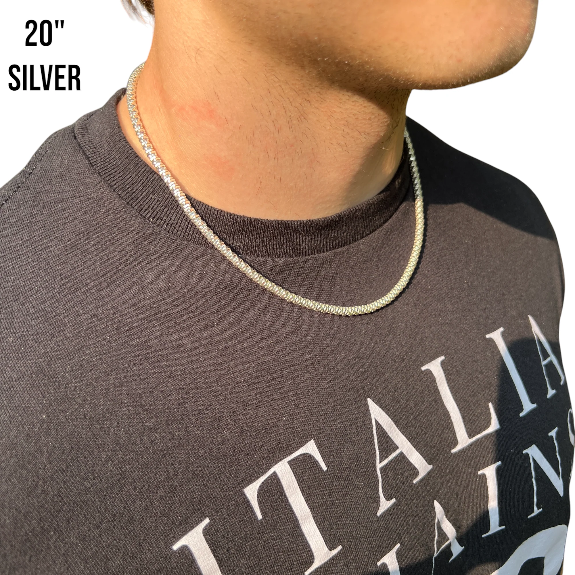 925 Sterling Silver 4mm Rock Chain Necklace - Image 11
