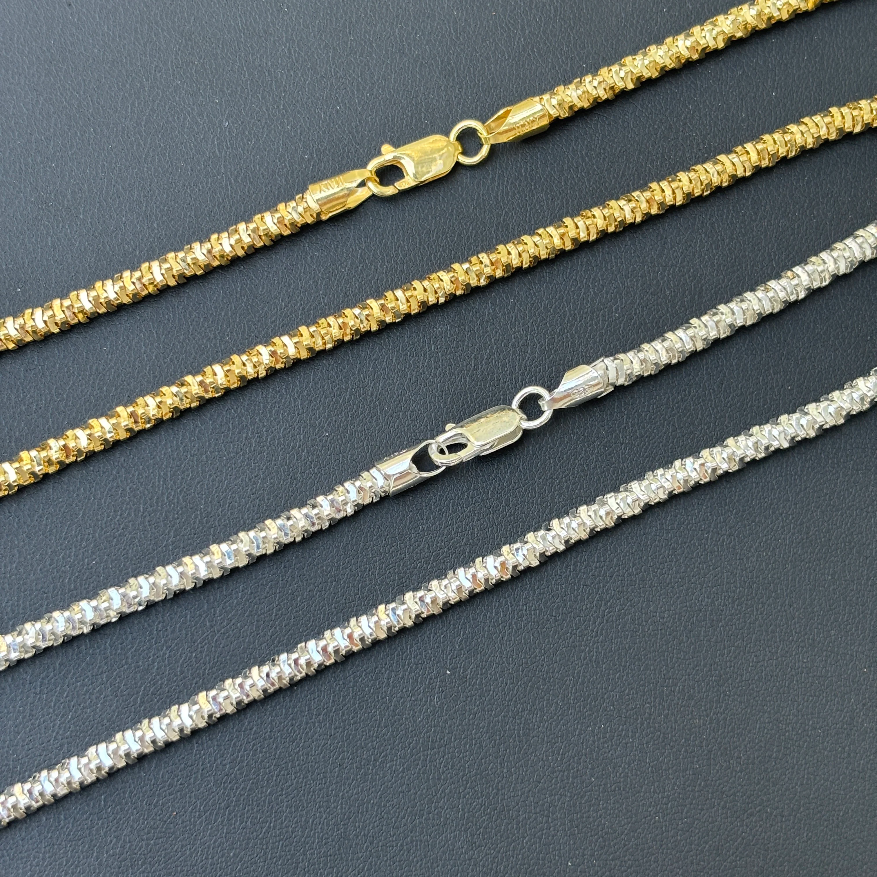 925 Sterling Silver 4mm Rock Chain Necklace - Image 3