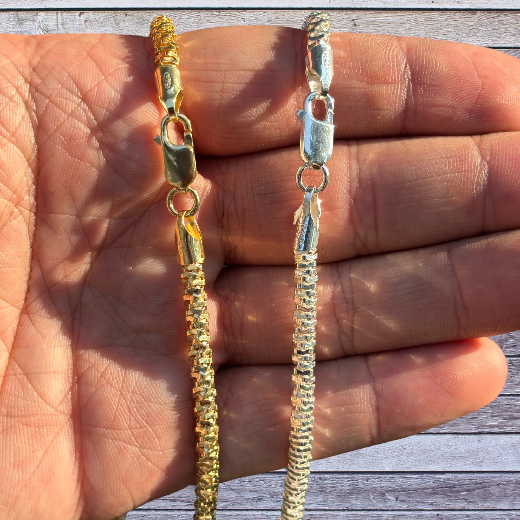 925 Sterling Silver 4mm Rock Chain Necklace - Image 4