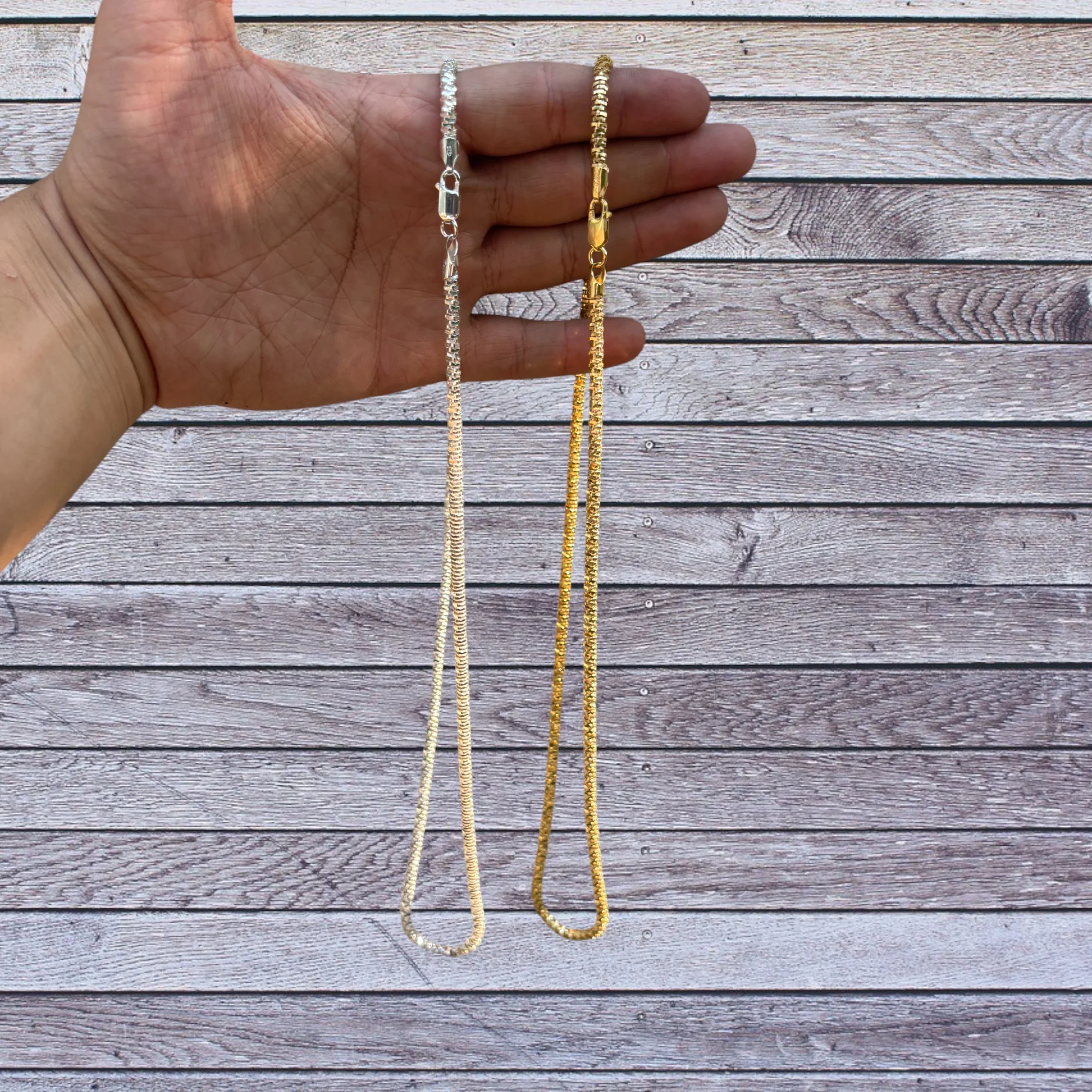 925 Sterling Silver 4mm Rock Chain Necklace - Image 7