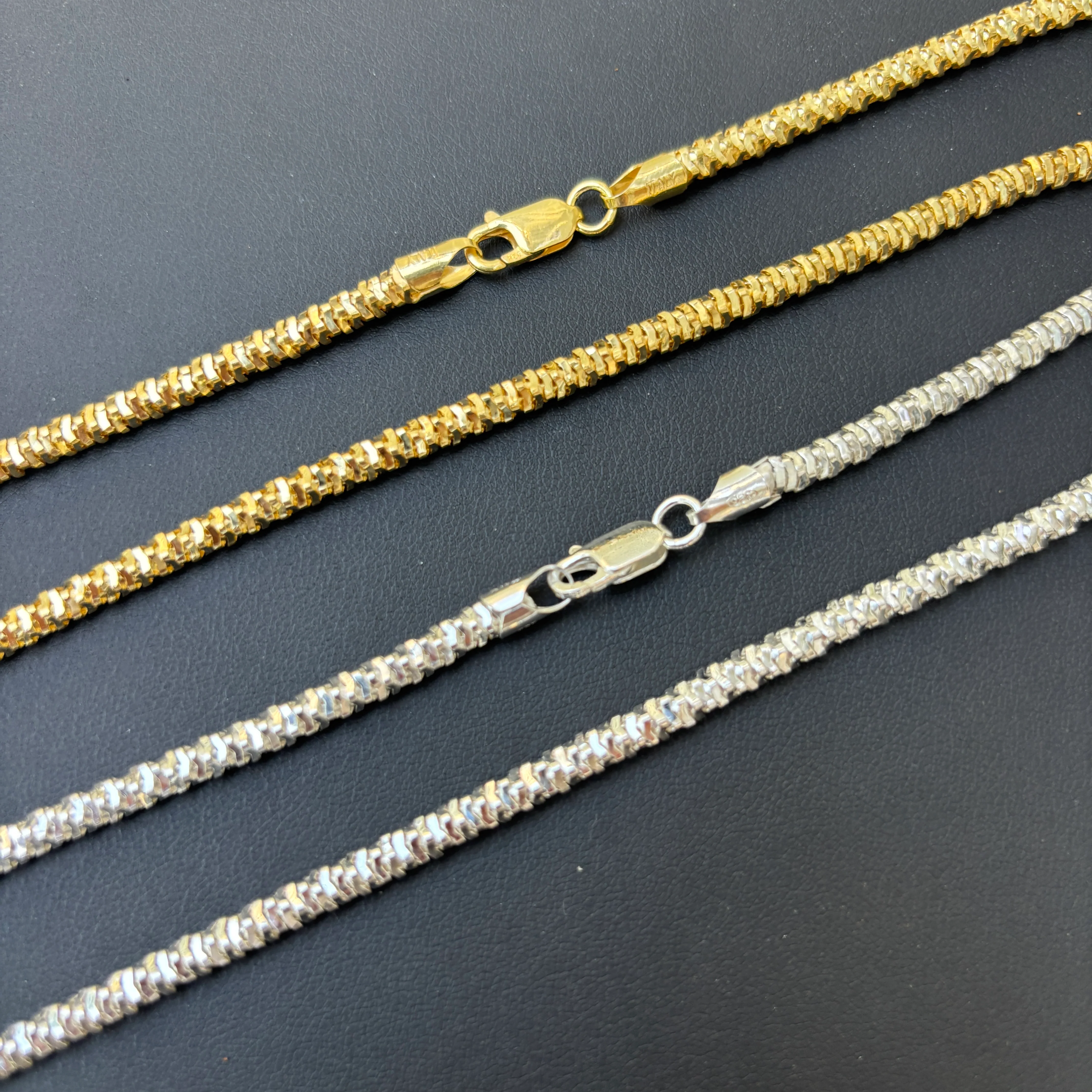 925 Sterling Silver 4mm Rock Chain Necklace - Image 8