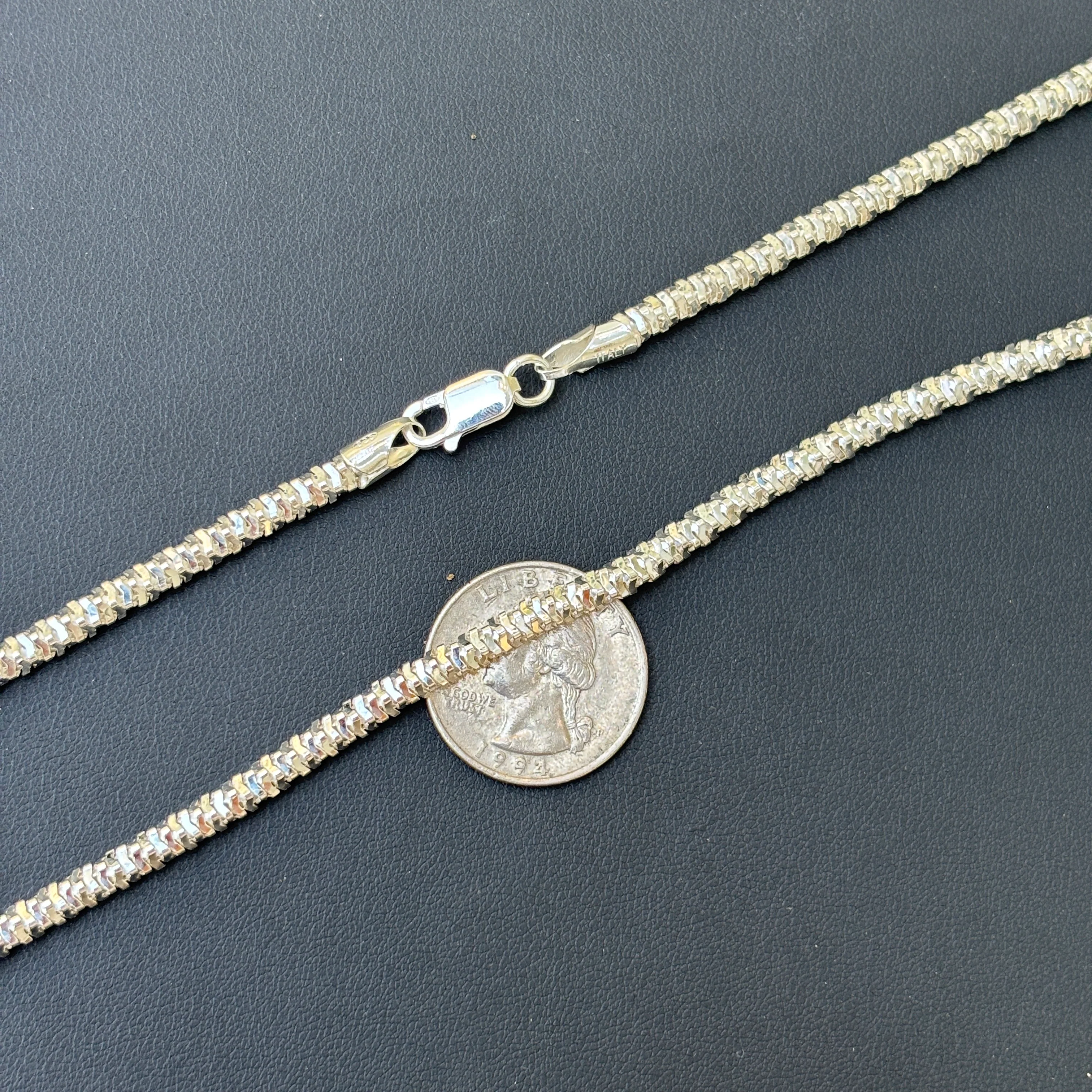 925 Sterling Silver 4mm Rock Chain Necklace - Image 9
