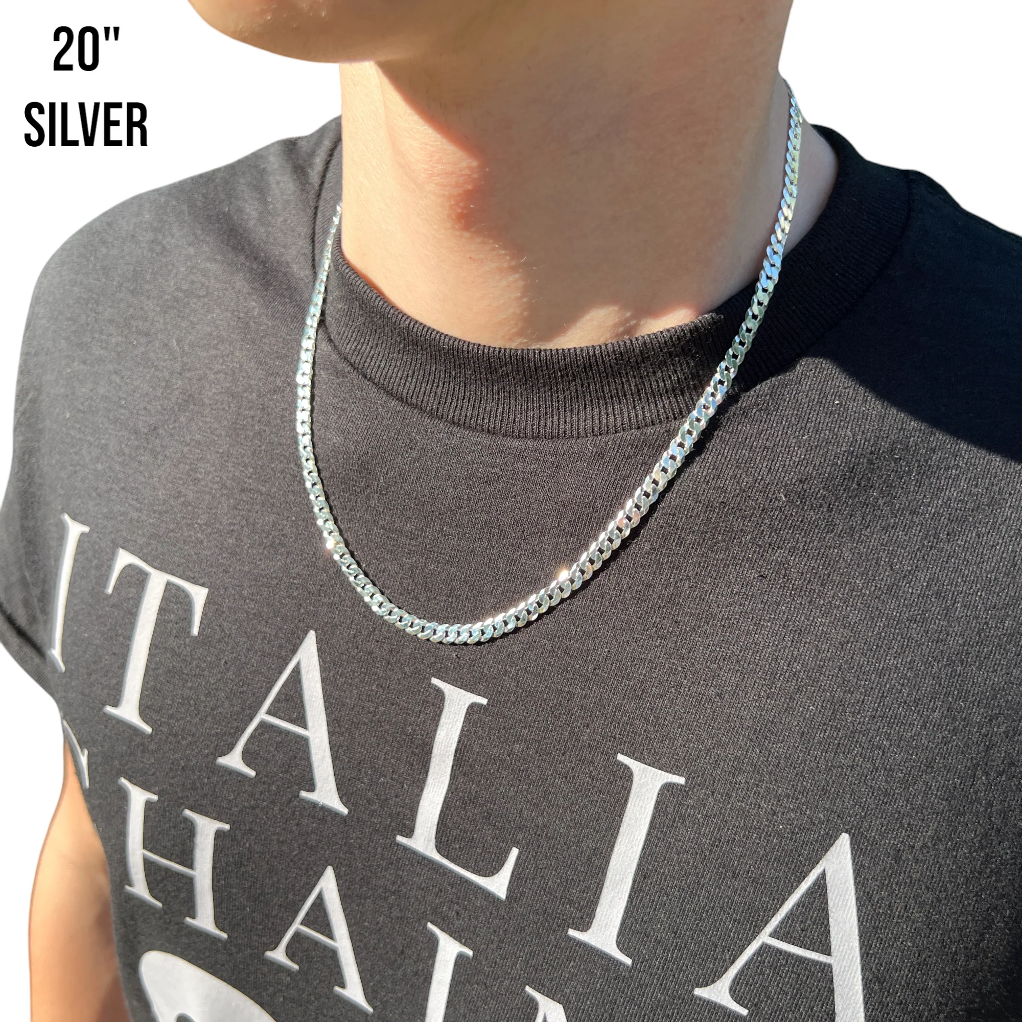 925 Sterling Silver 5mm Flat Curb Cuban Chain Necklace - Image 14