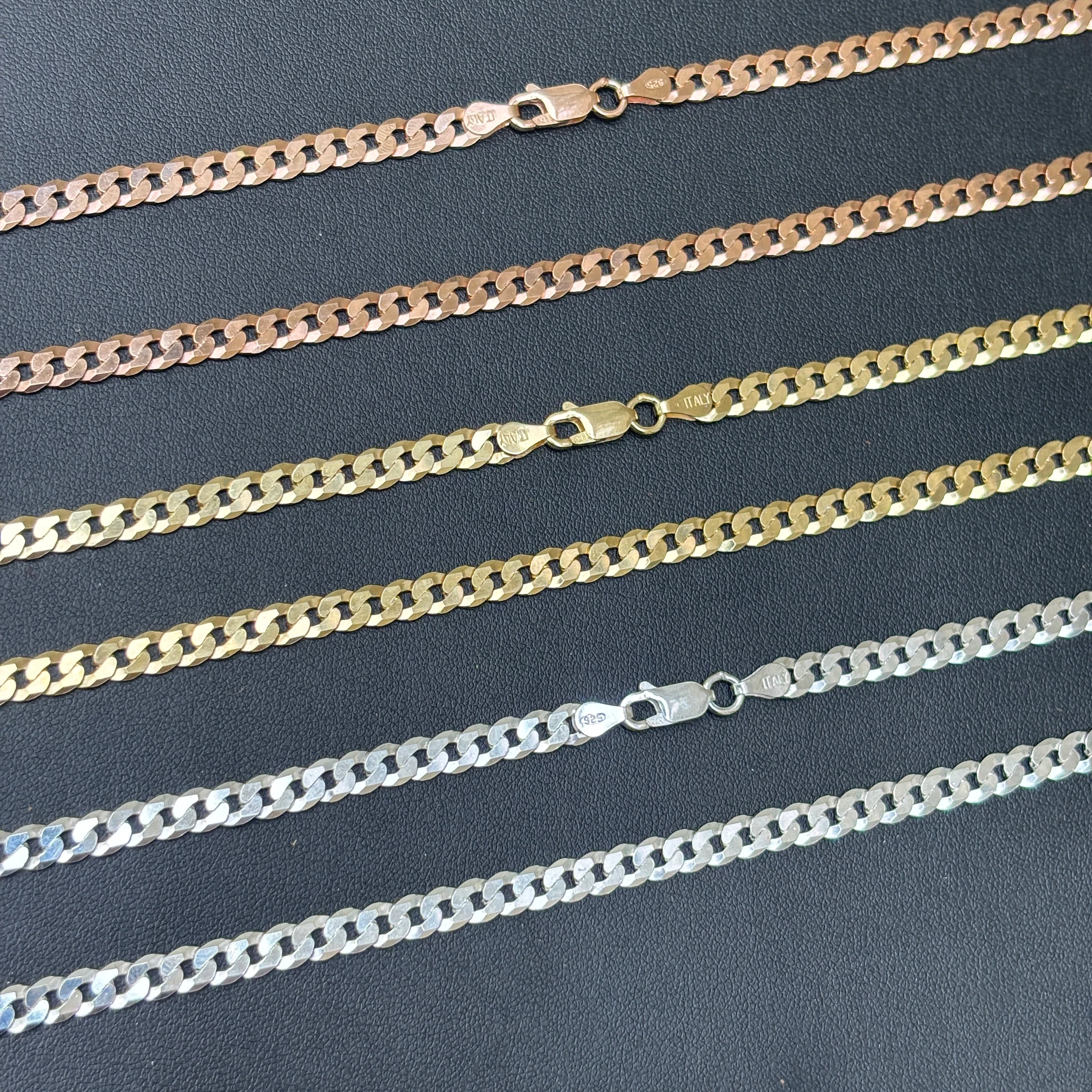 925 Sterling Silver 5mm Flat Curb Cuban Chain Necklace - Image 4