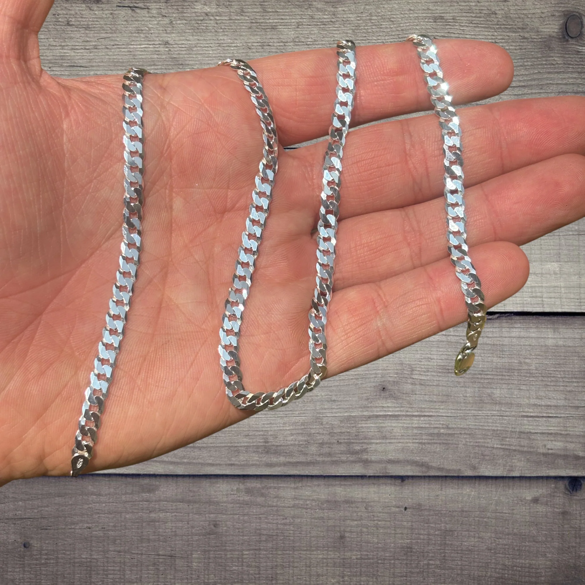 925 Sterling Silver 5mm Flat Curb Cuban Chain Necklace - Image 6
