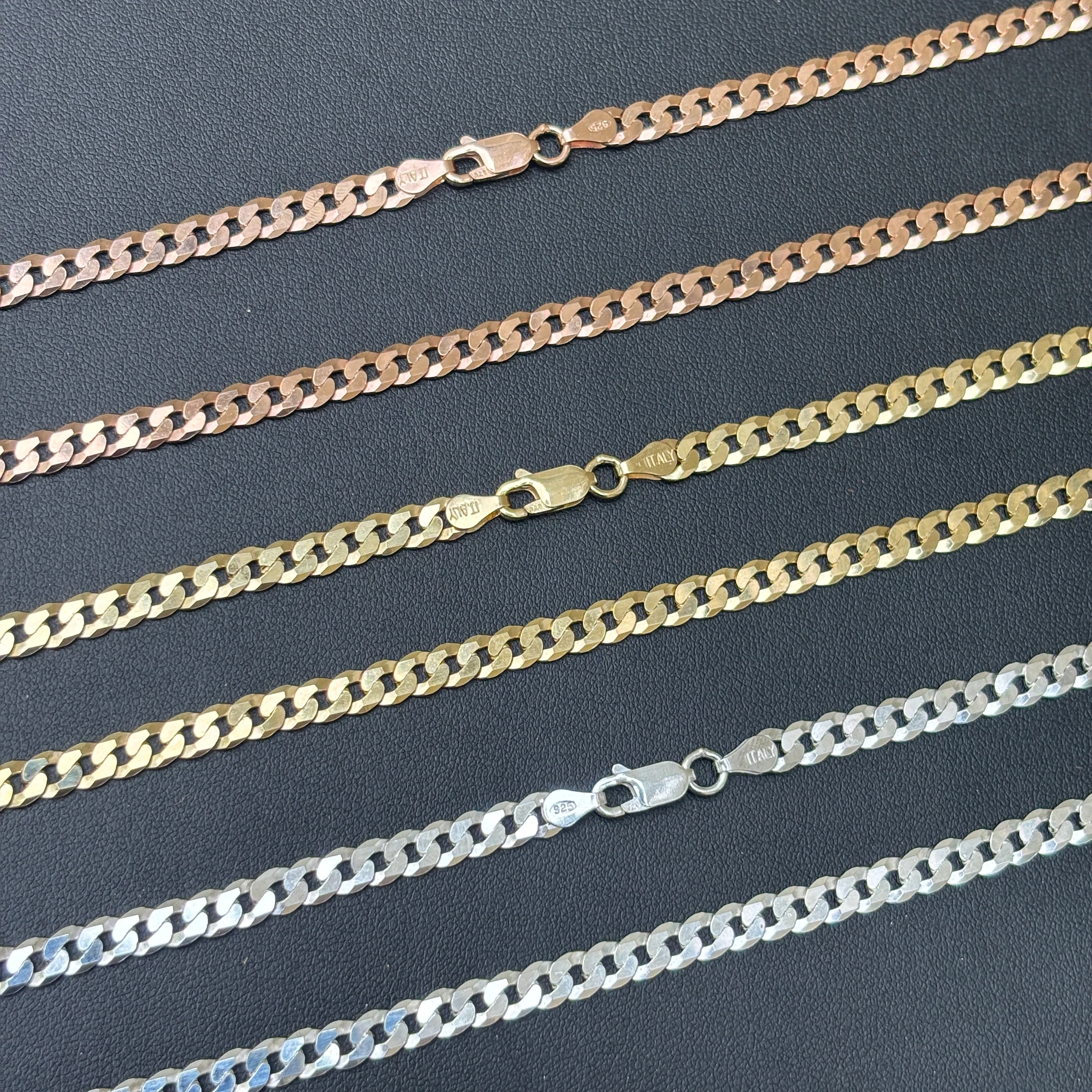 925 Sterling Silver 5mm Flat Curb Cuban Chain Necklace - Image 9