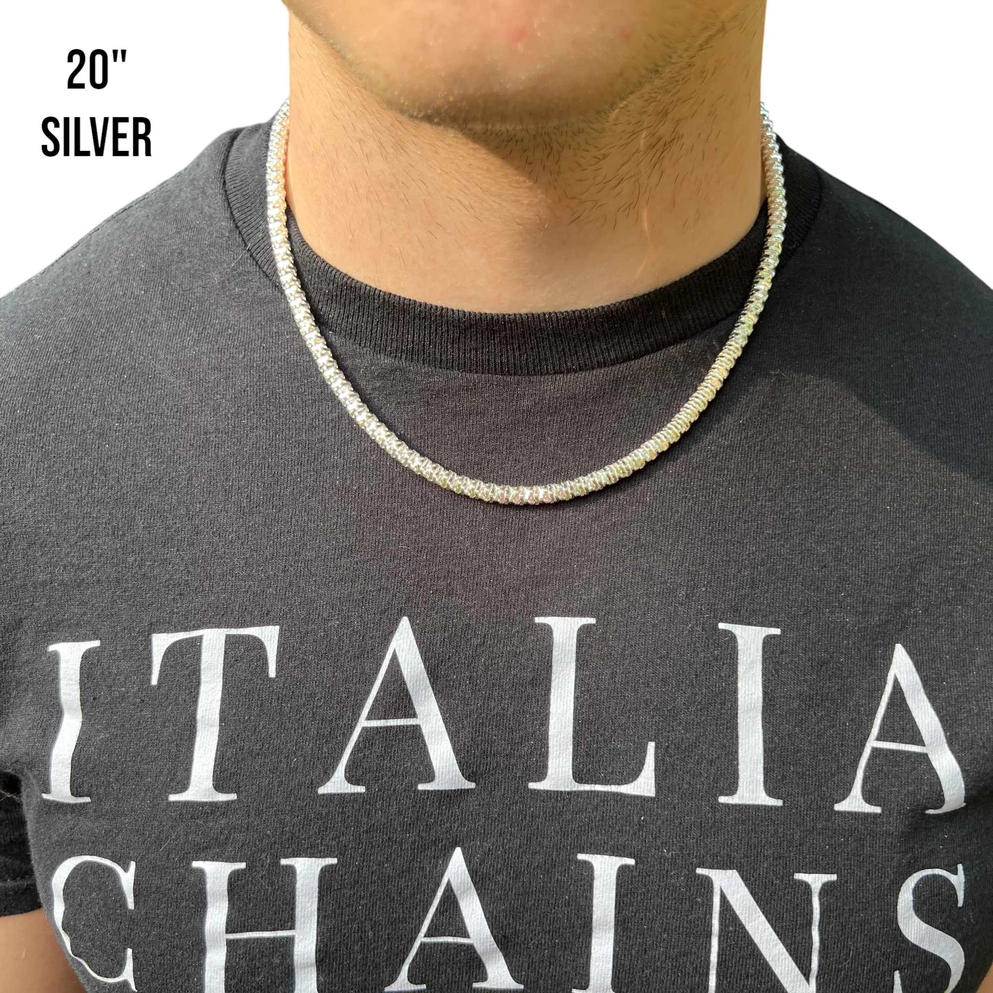 925 Sterling Silver 5mm Rock Chain Necklace - Image 11