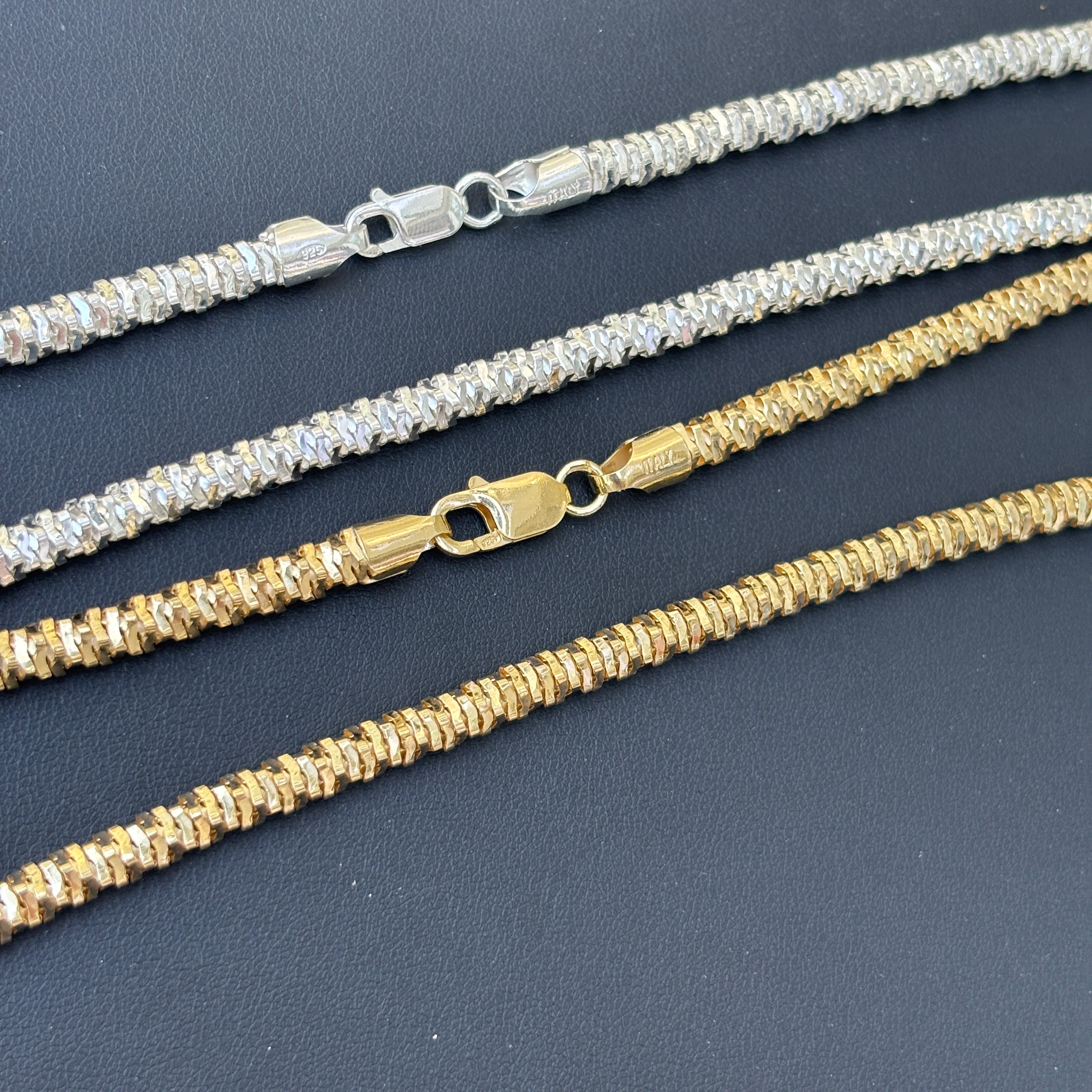925 Sterling Silver 5mm Rock Chain Necklace - Image 3