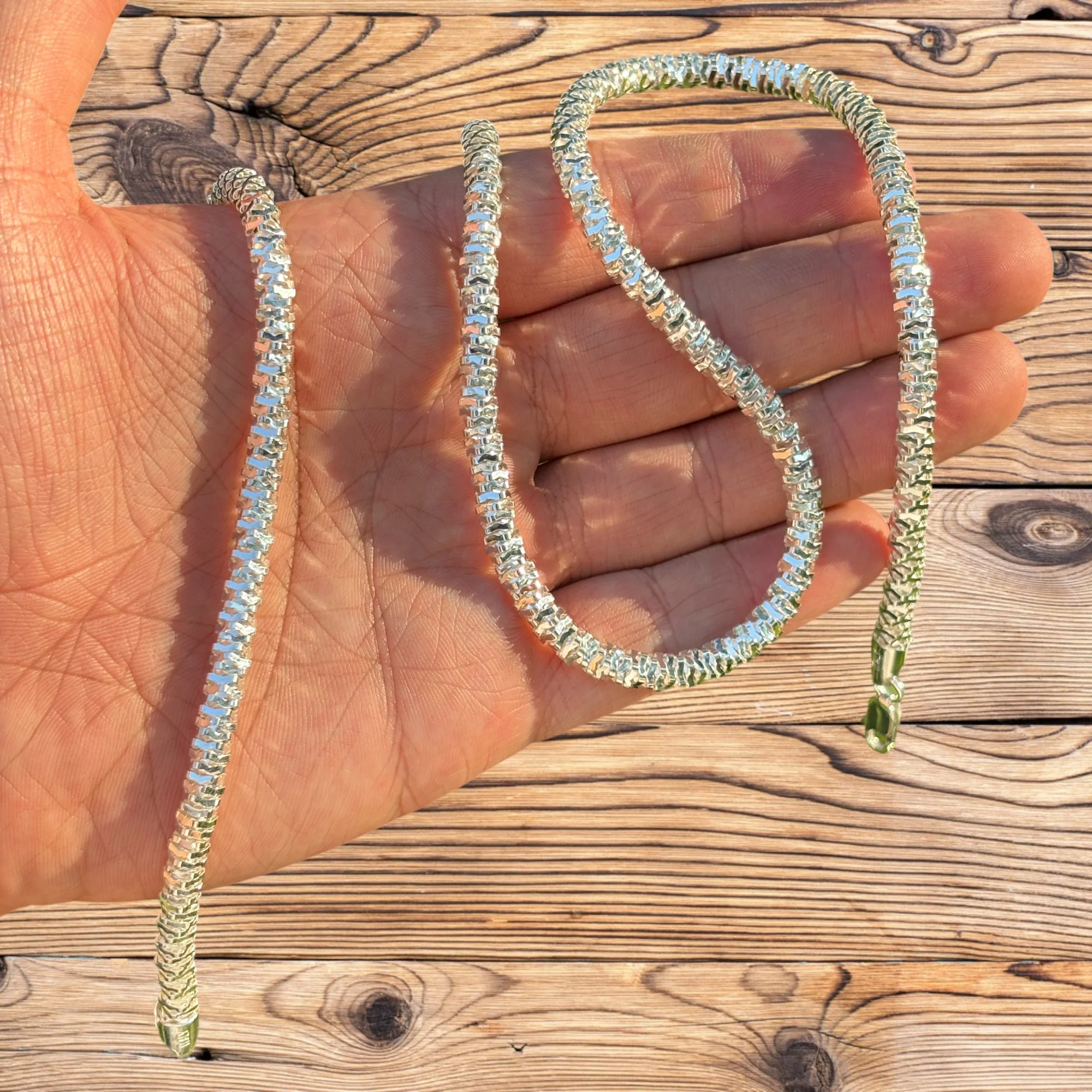 925 Sterling Silver 5mm Rock Chain Necklace - Image 4