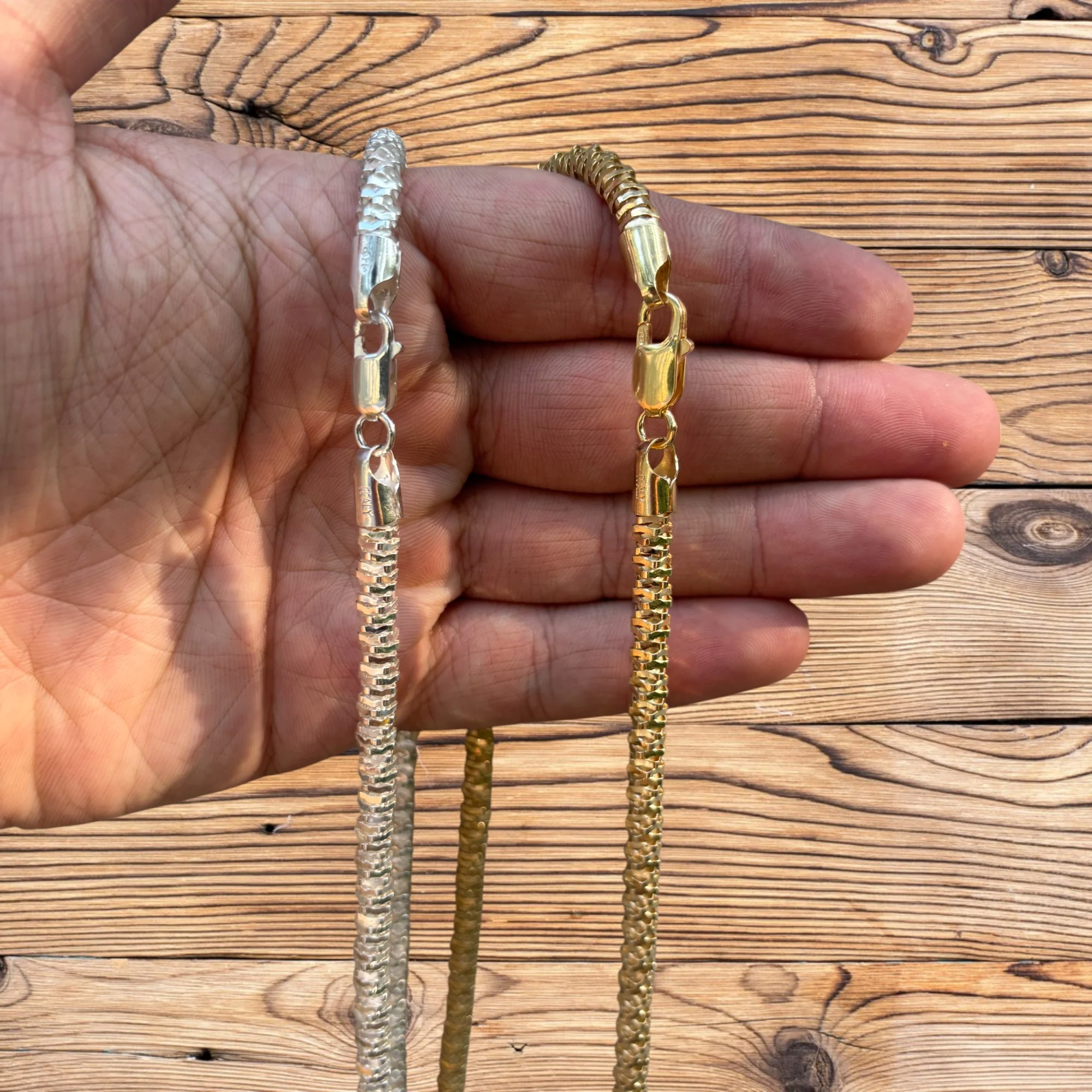 925 Sterling Silver 5mm Rock Chain Necklace - Image 6