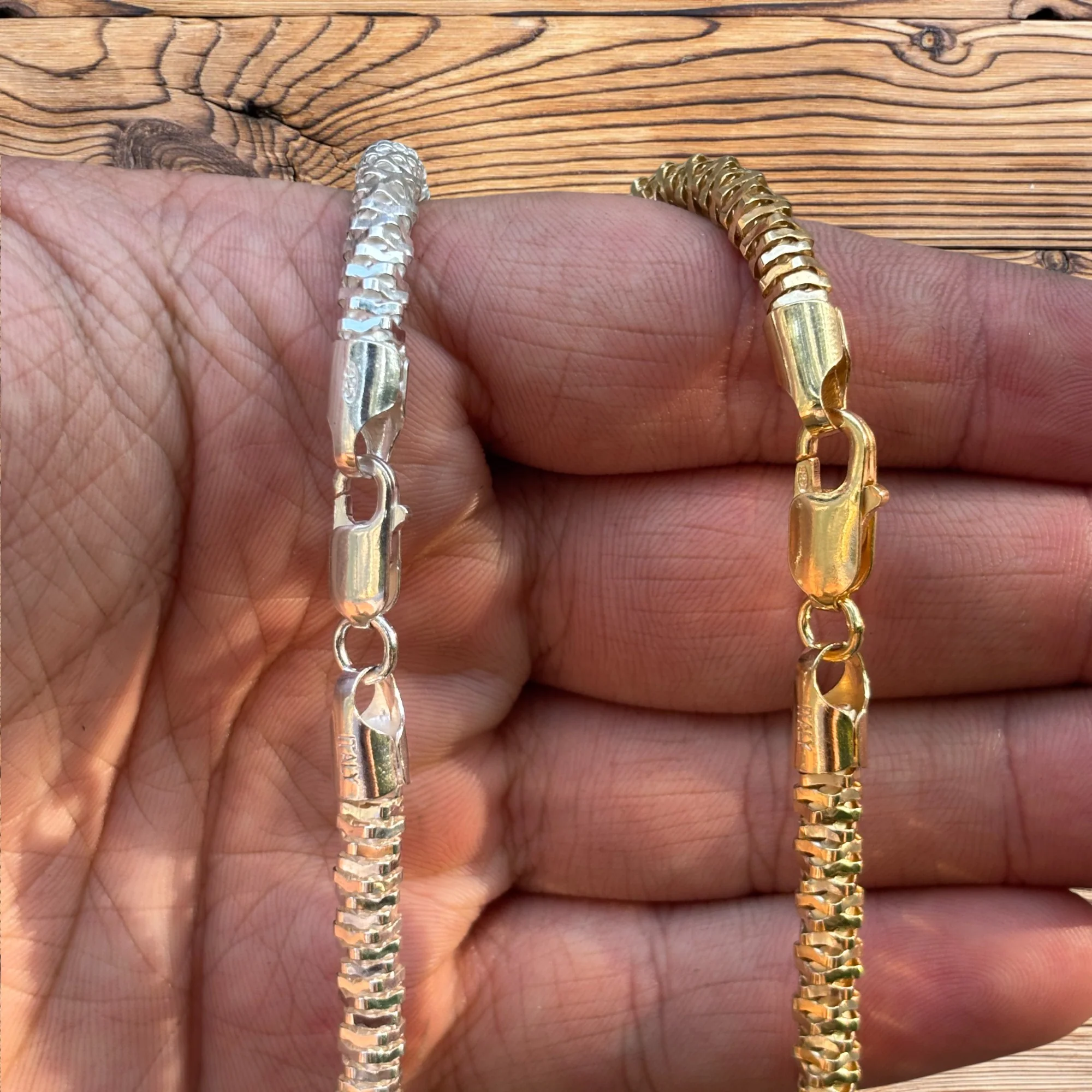 925 Sterling Silver 5mm Rock Chain Necklace - Image 7