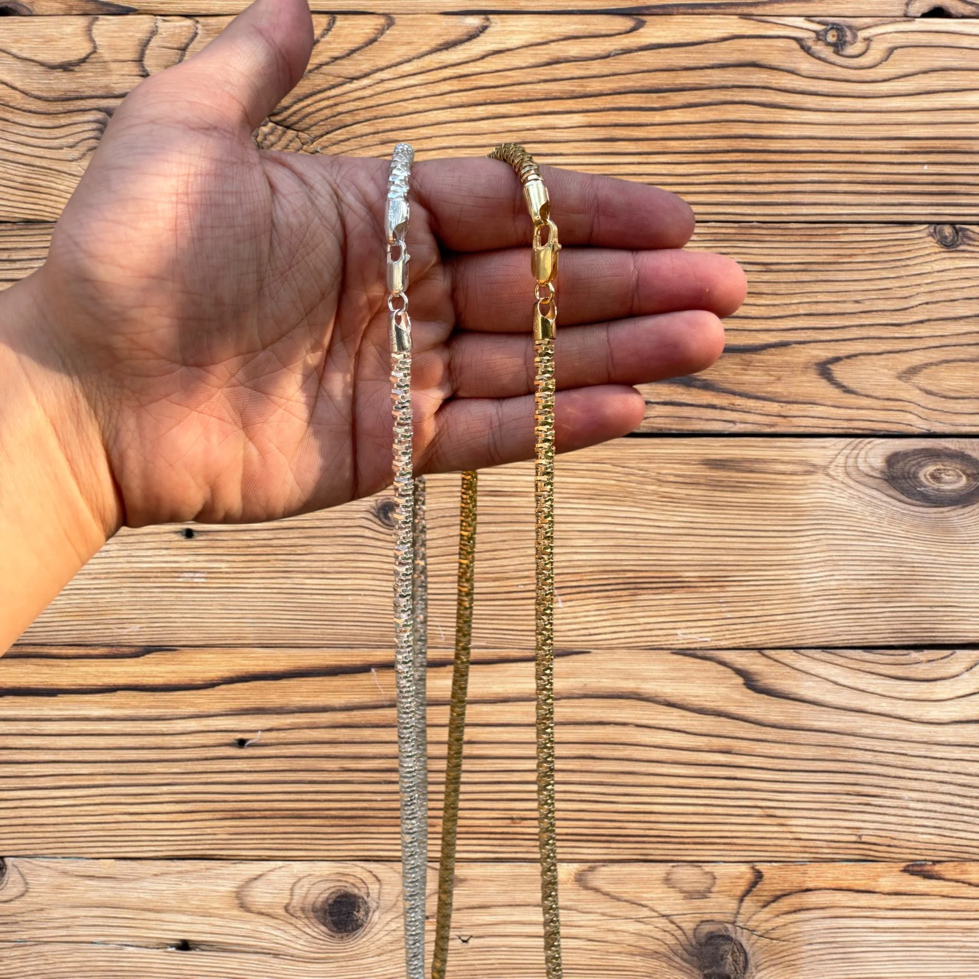 925 Sterling Silver 5mm Rock Chain Necklace - Image 8