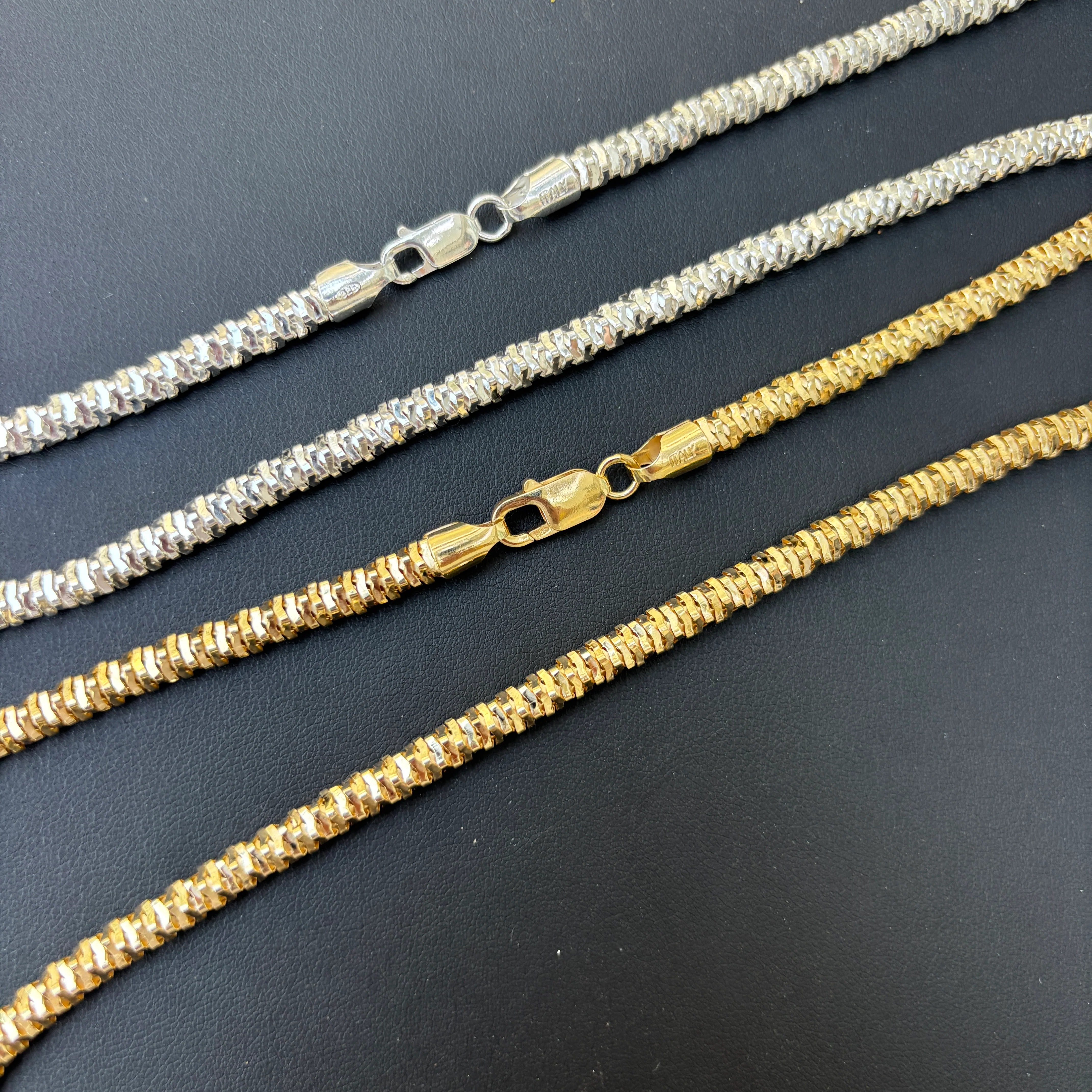 925 Sterling Silver 5mm Rock Chain Necklace - Image 9