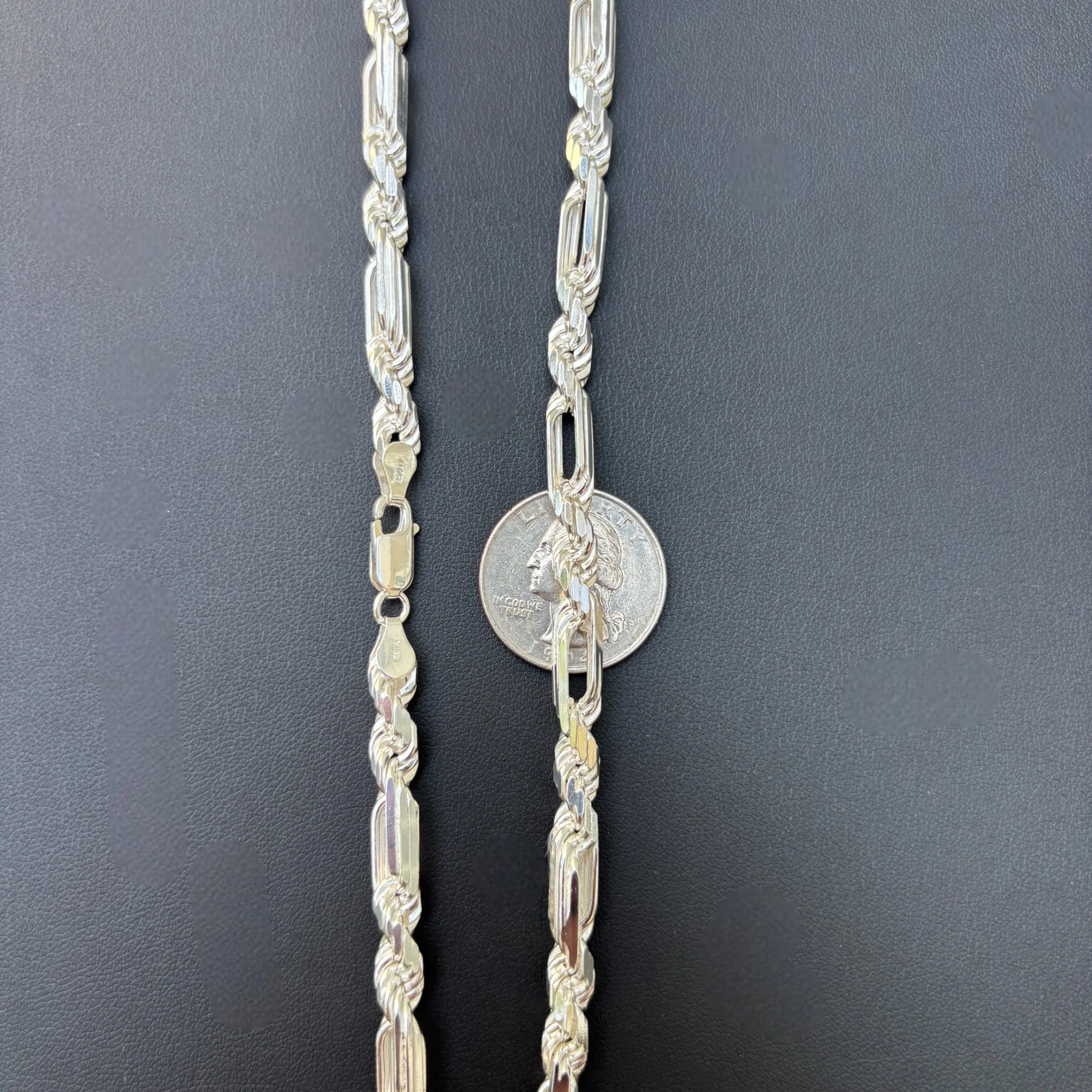 925 Sterling Silver 6mm Figarope Milano Chain Necklace - Image 10