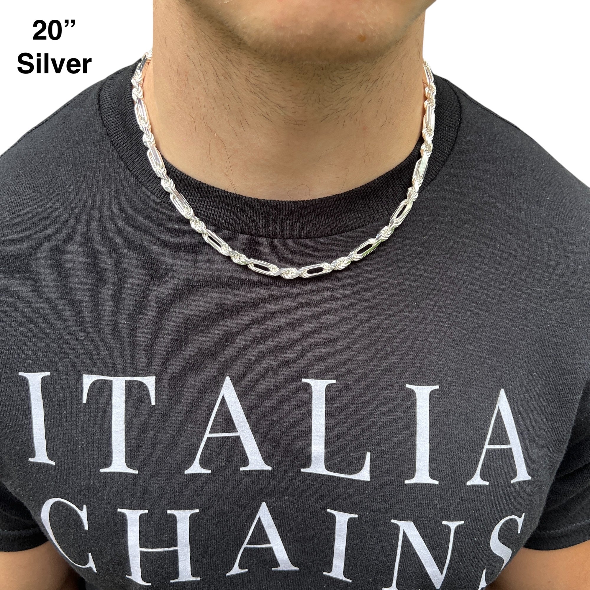925 Sterling Silver 6mm Figarope Milano Chain Necklace - Image 12