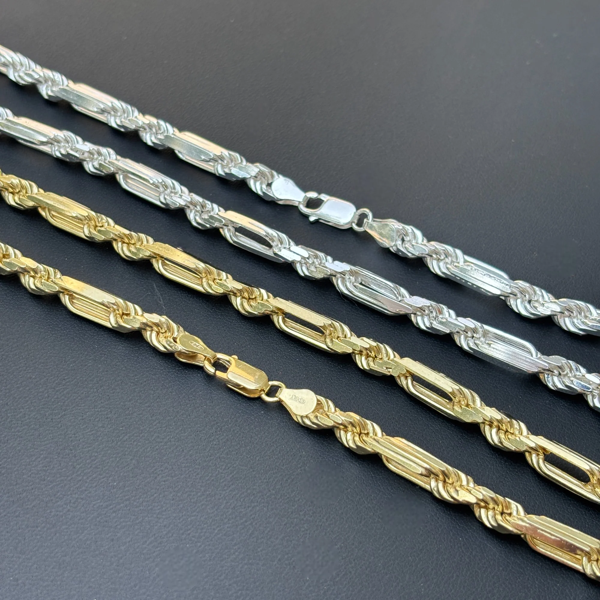 925 Sterling Silver 6mm Figarope Milano Chain Necklace - Image 3