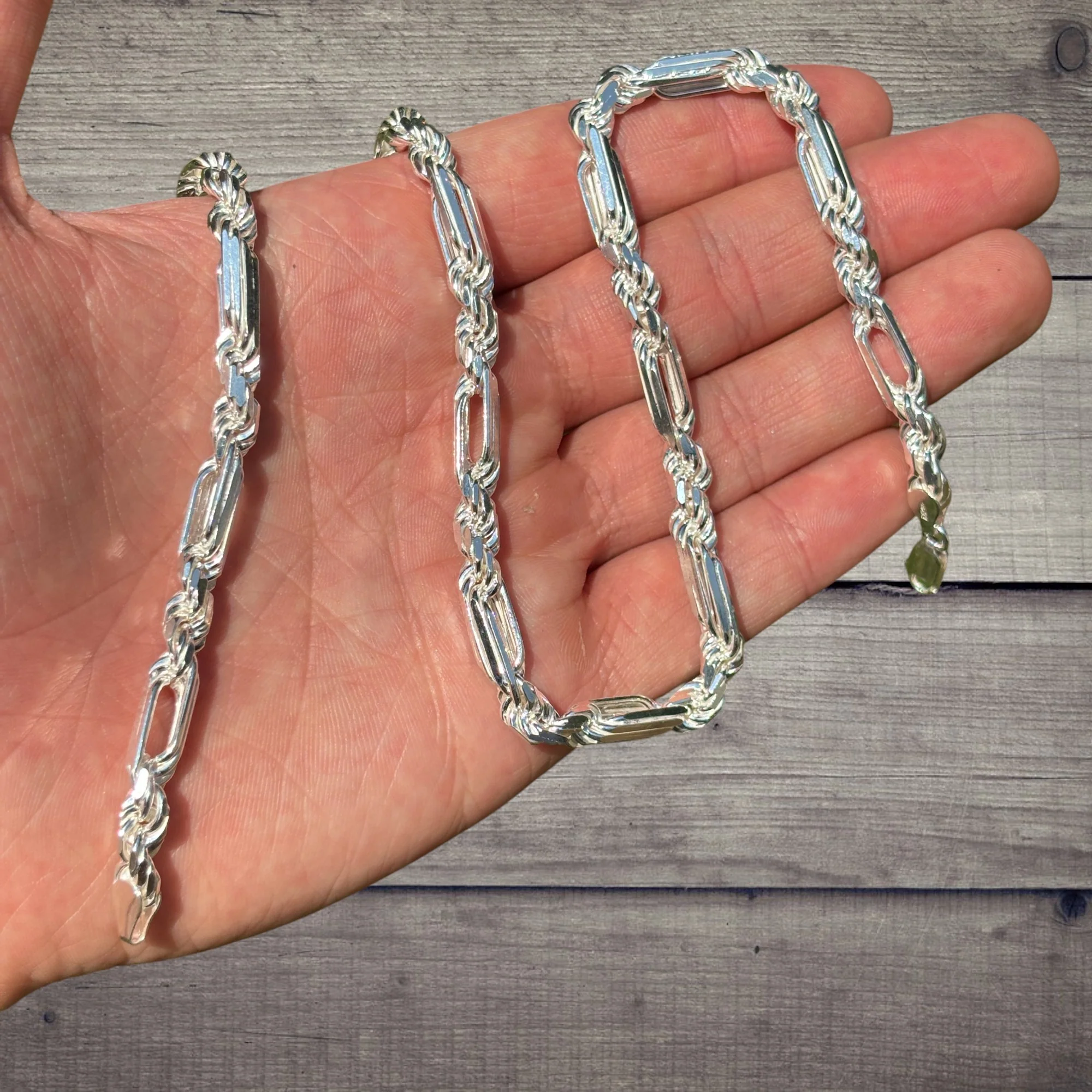 925 Sterling Silver 6mm Figarope Milano Chain Necklace - Image 4