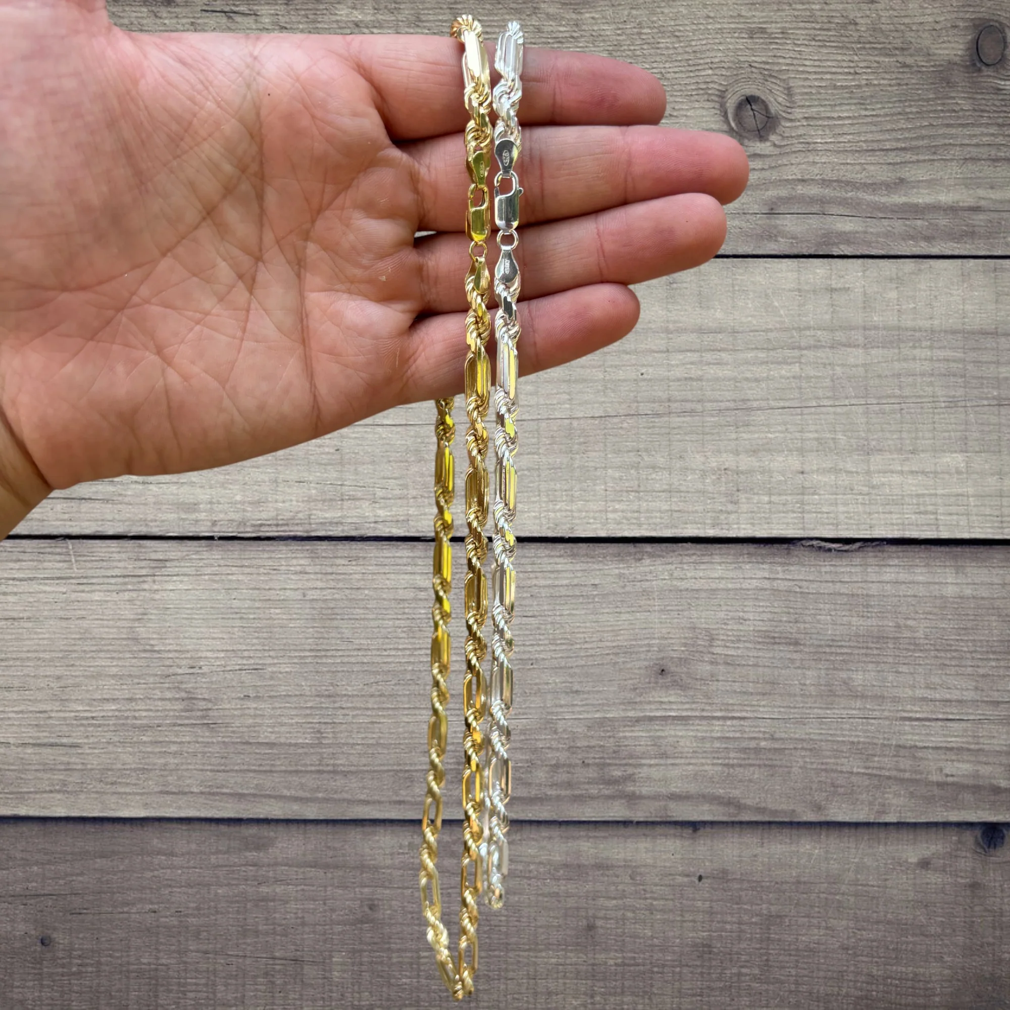 925 Sterling Silver 6mm Figarope Milano Chain Necklace - Image 8