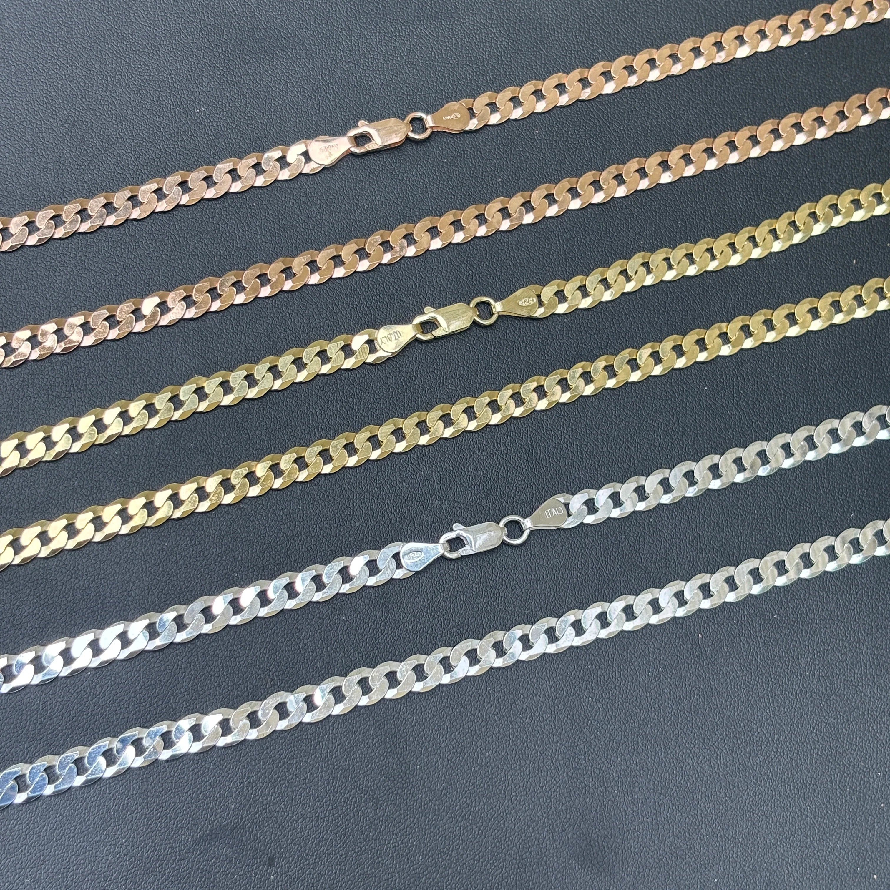 925 Sterling Silver 6mm Flat Curb Cuban Chain Necklace - Image 10