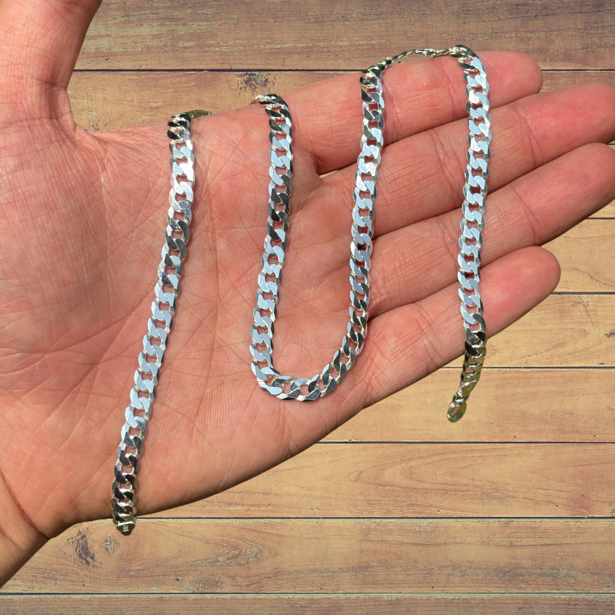925 Sterling Silver 6mm Flat Curb Cuban Chain Necklace - Image 6