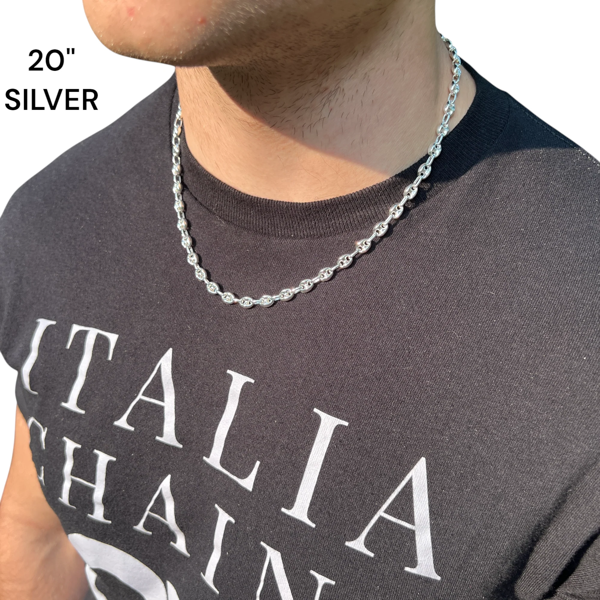 925 Sterling Silver 6mm Puffed Gucci Chain Necklace - Image 11