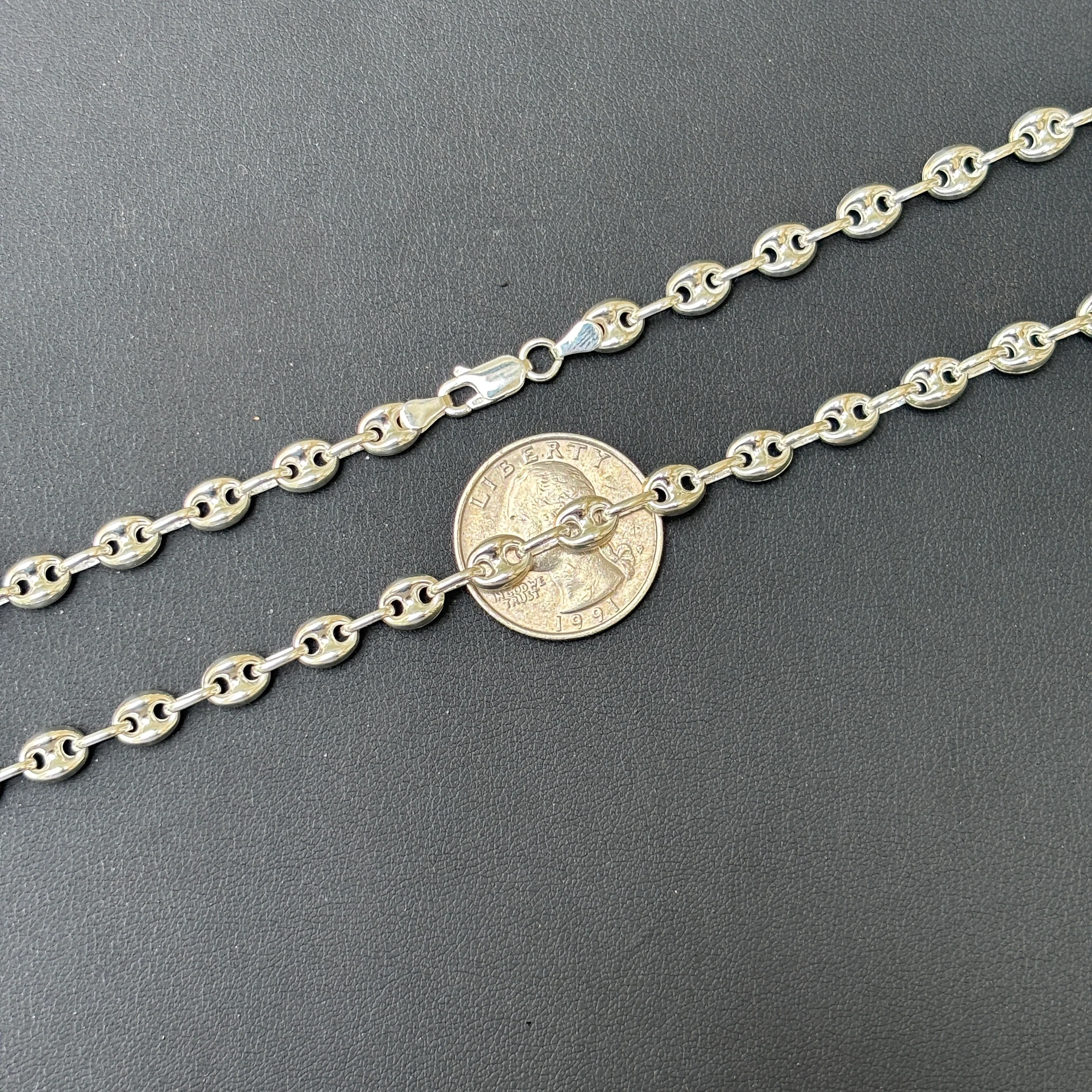 925 Sterling Silver 6mm Puffed Gucci Chain Necklace - Image 9