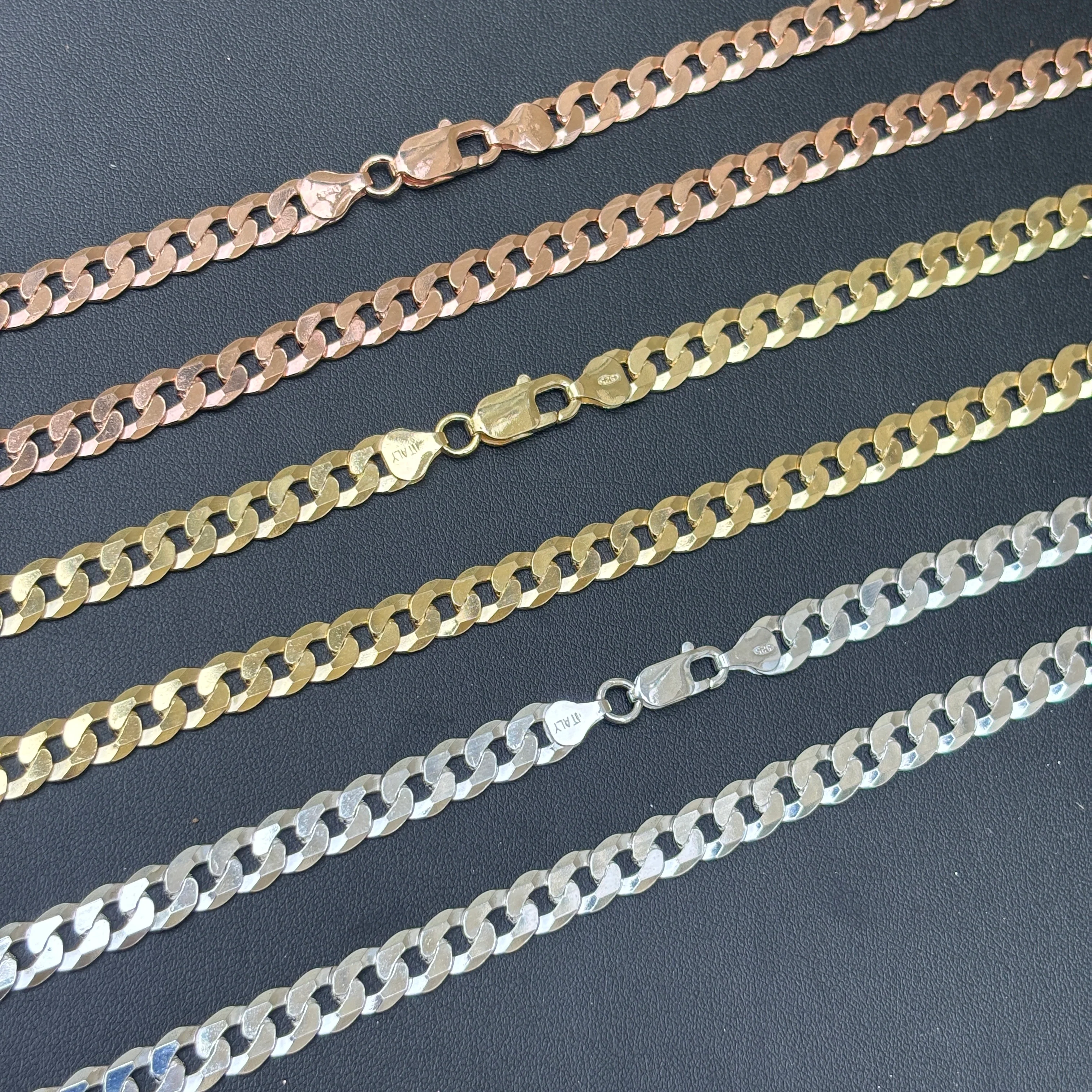 925 Sterling Silver 8mm Flat Curb Cuban Chain Necklace - Image 10