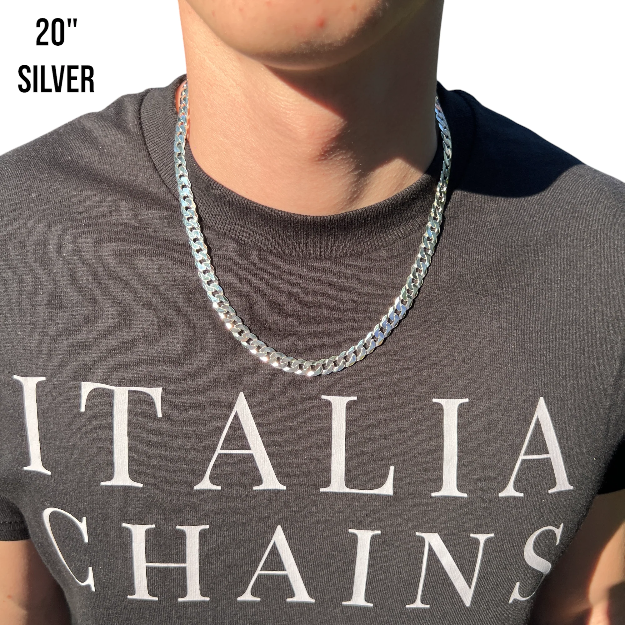 925 Sterling Silver 8mm Flat Curb Cuban Chain Necklace - Image 12