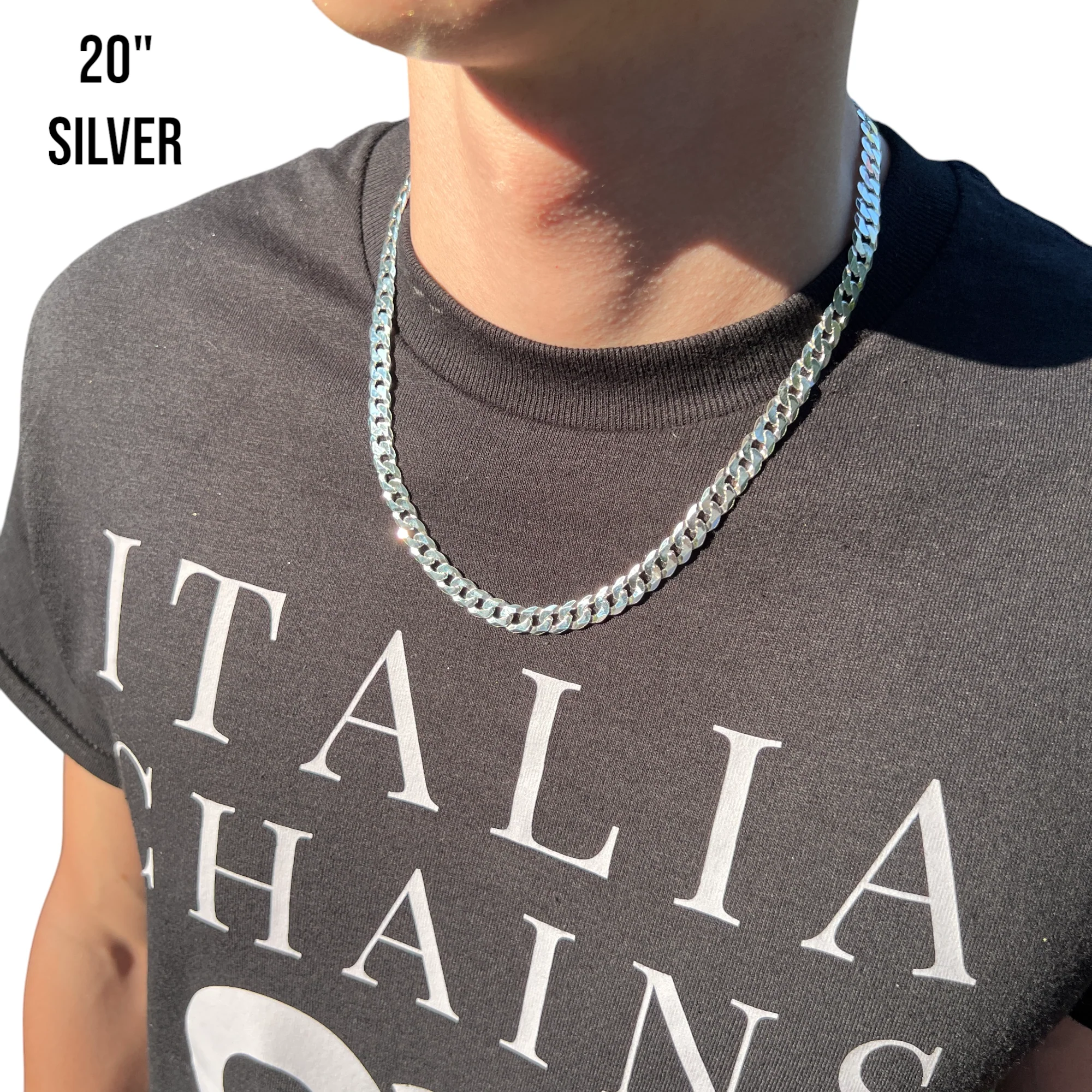 925 Sterling Silver 8mm Flat Curb Cuban Chain Necklace - Image 13