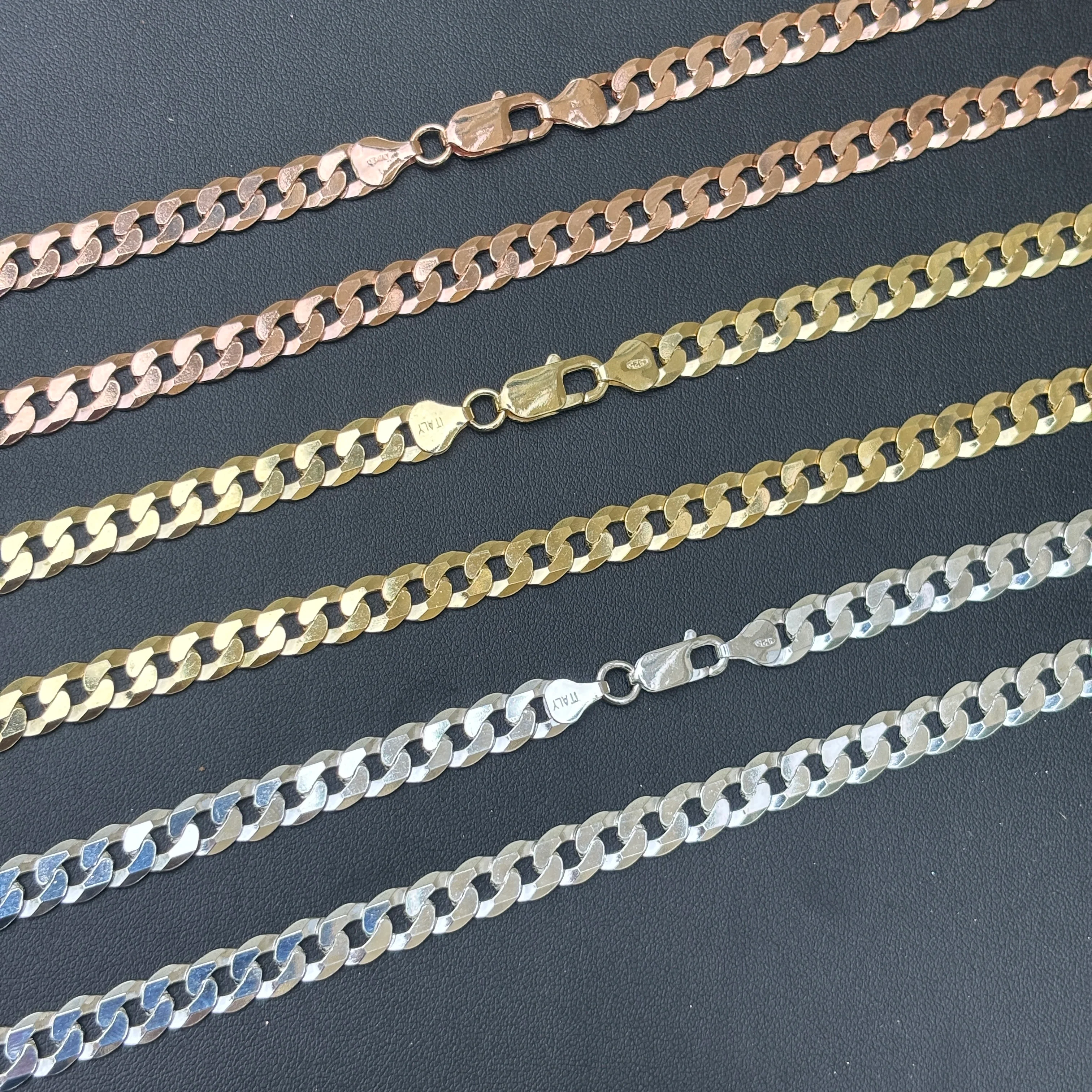 925 Sterling Silver 8mm Flat Curb Cuban Chain Necklace - Image 4