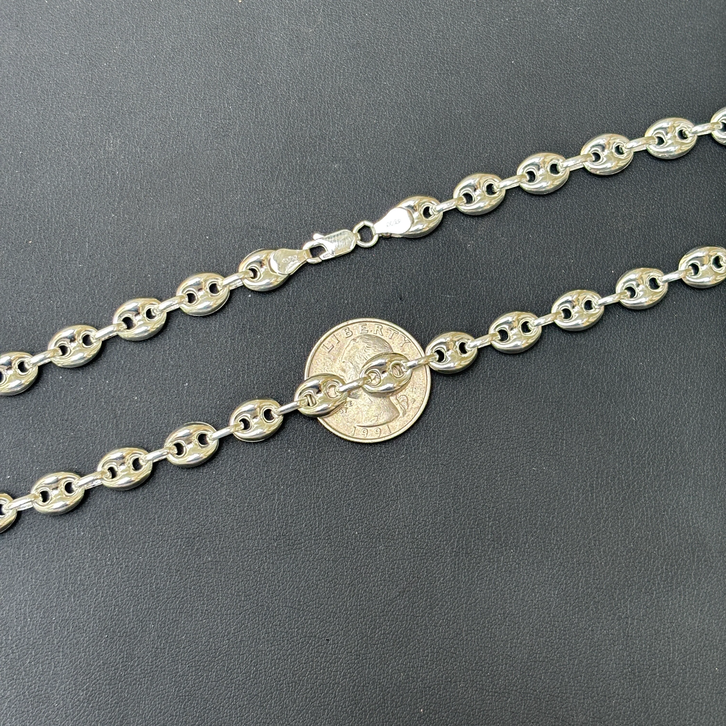 925 Sterling Silver 8mm Puffed Gucci Chain Necklace - Image 10