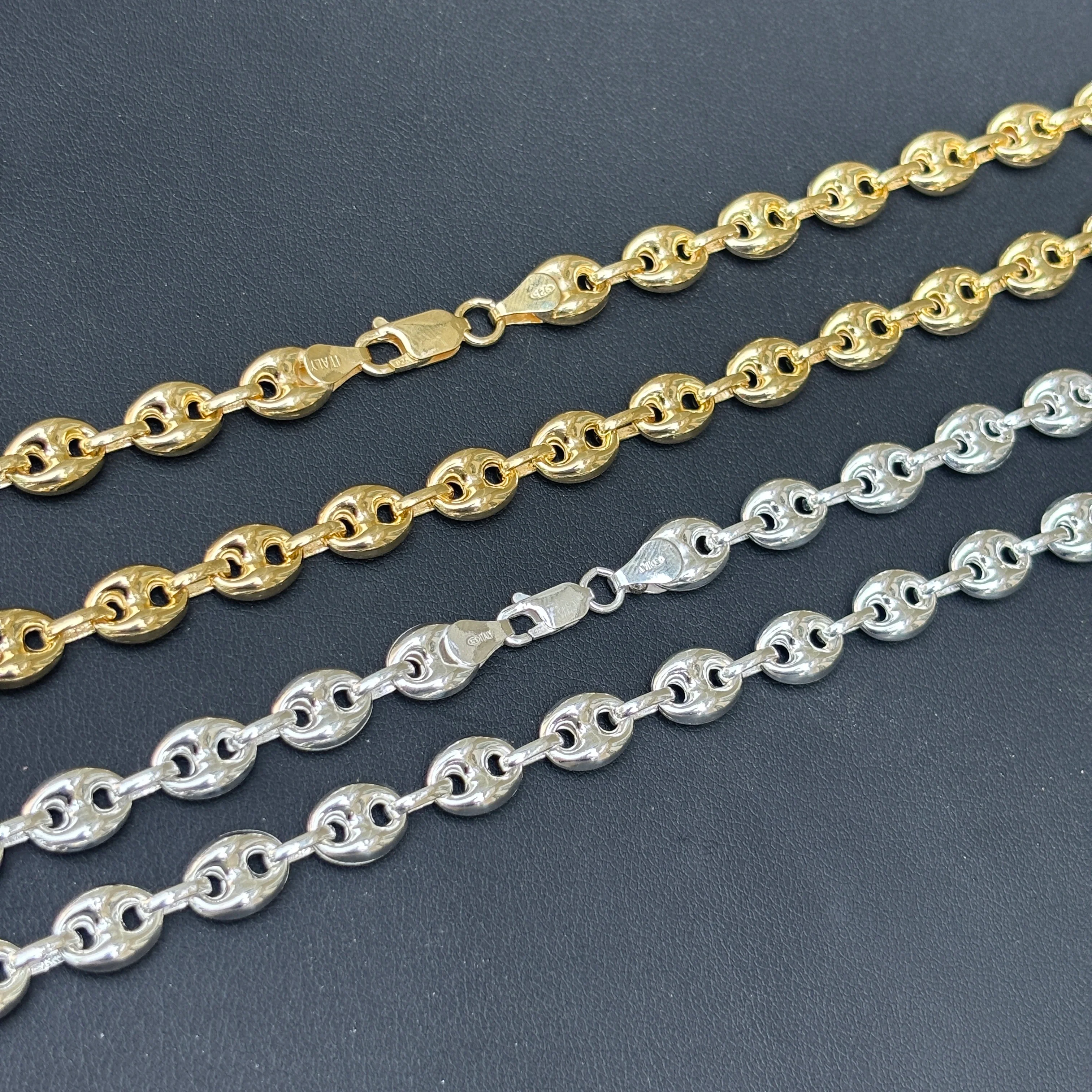 925 Sterling Silver 8mm Puffed Gucci Chain Necklace - Image 3