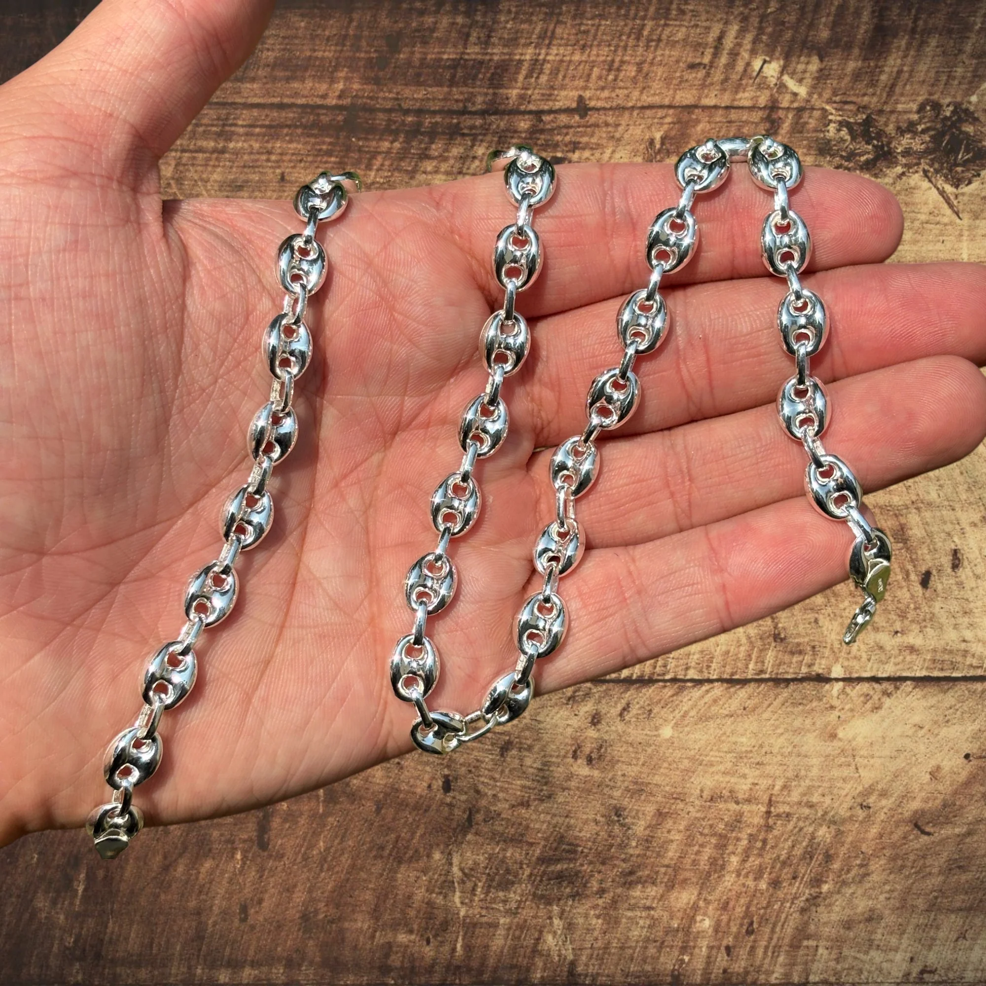 925 Sterling Silver 8mm Puffed Gucci Chain Necklace - Image 4