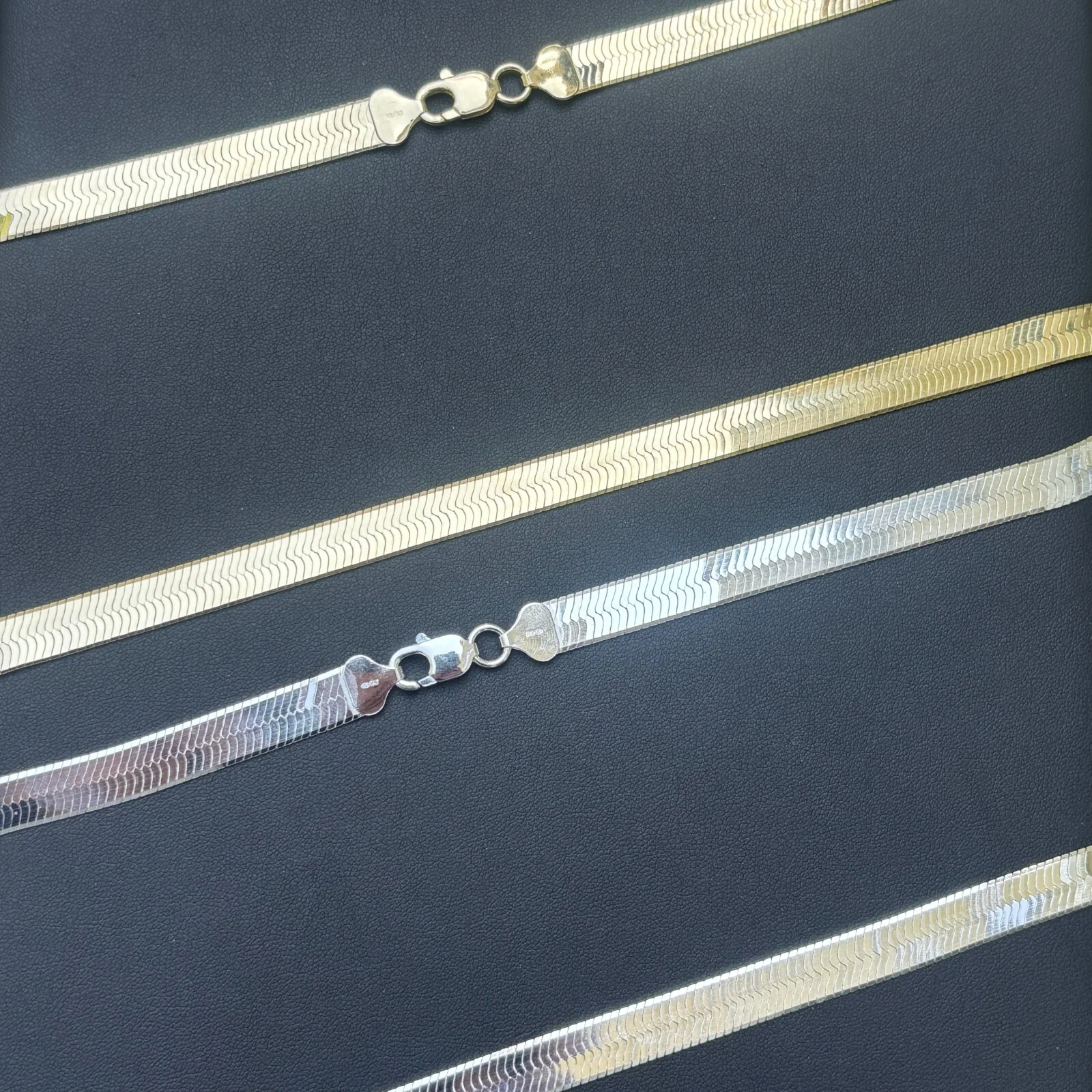 925 Sterling Silver 9mm Herringbone Chain Necklace - Image 3